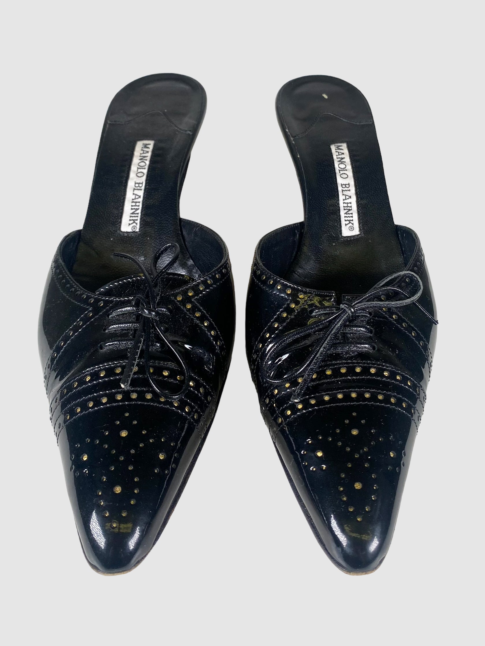 Manolo Blahnik Leather Kitten Heels - Size 40