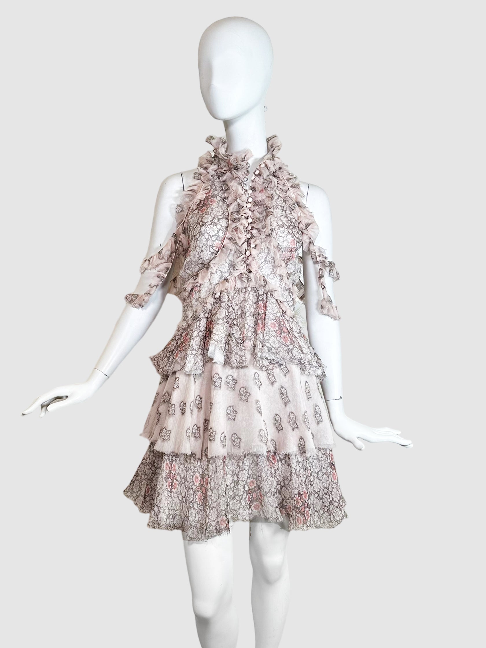 RTW Ruffled Floral Dress - Size 40