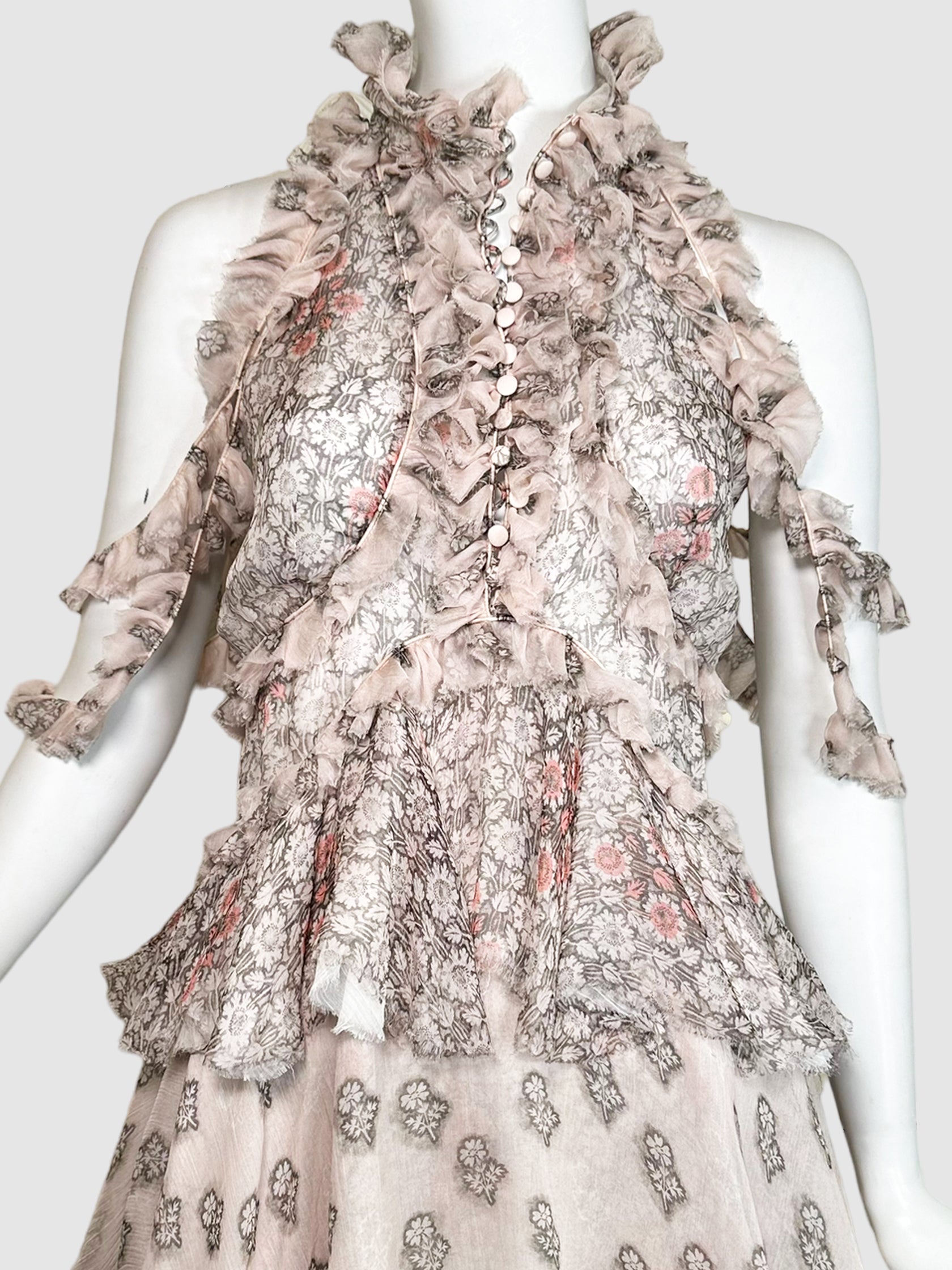 RTW Ruffled Floral Dress - Size 40