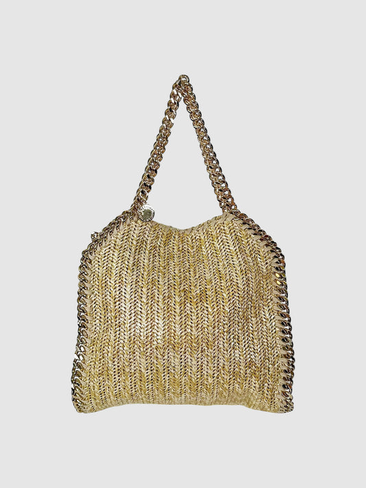 Stella McCartney Gold-Tone Woven Mini Falabella Tote Bag Luxury Designer Presale Consignment