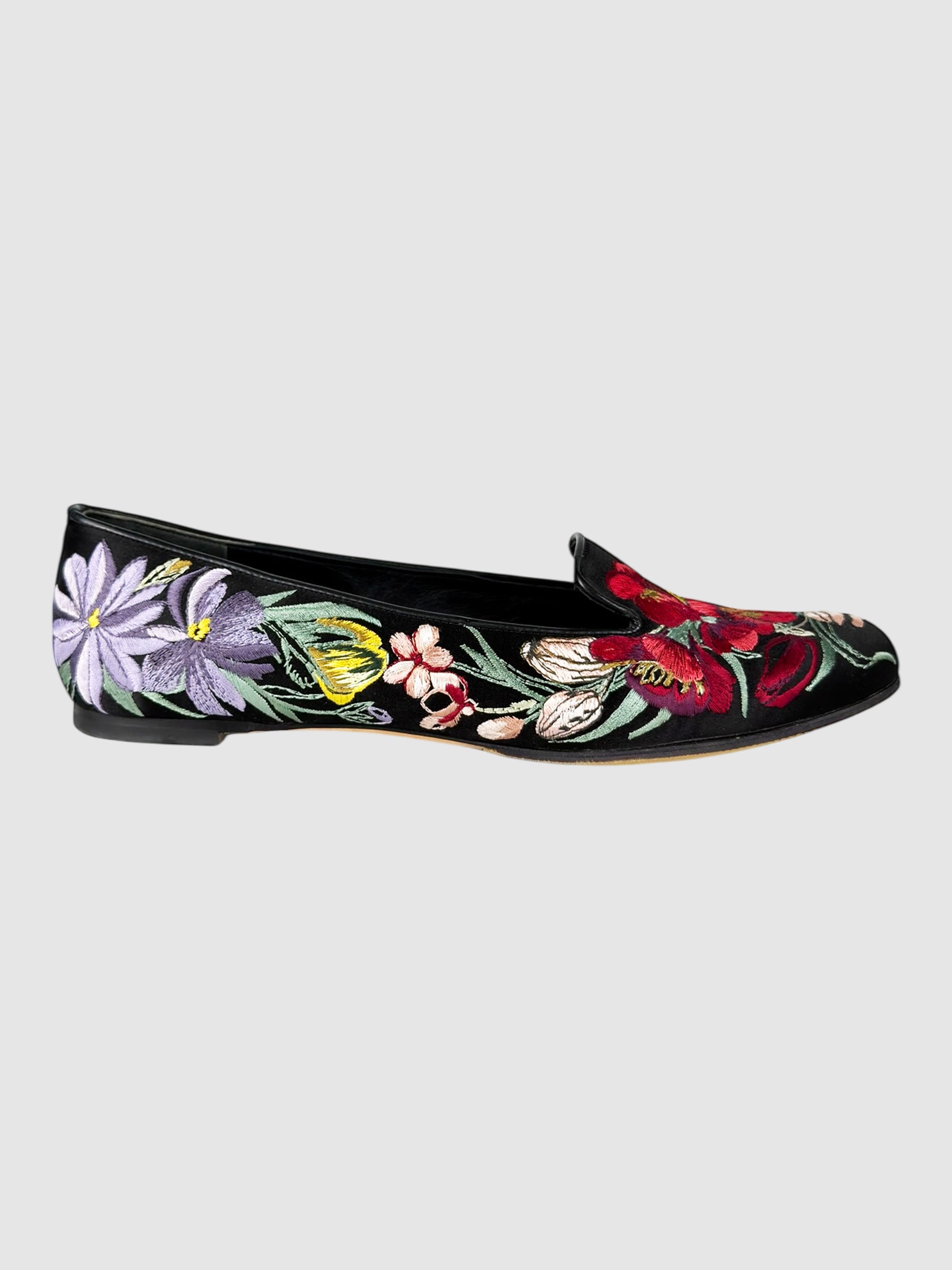Floral Embroidered Flats