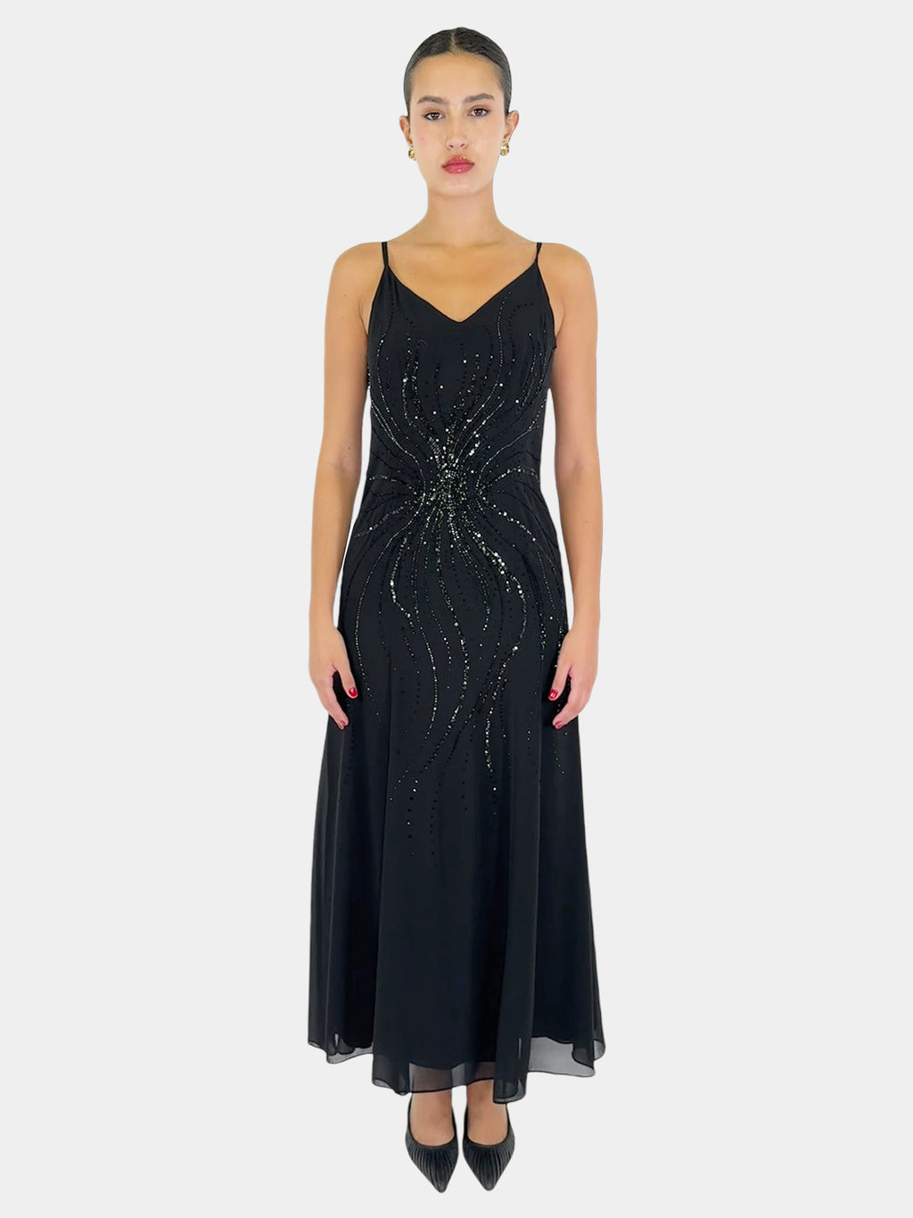 Sequin Embellished Maxi Dress - Size 10