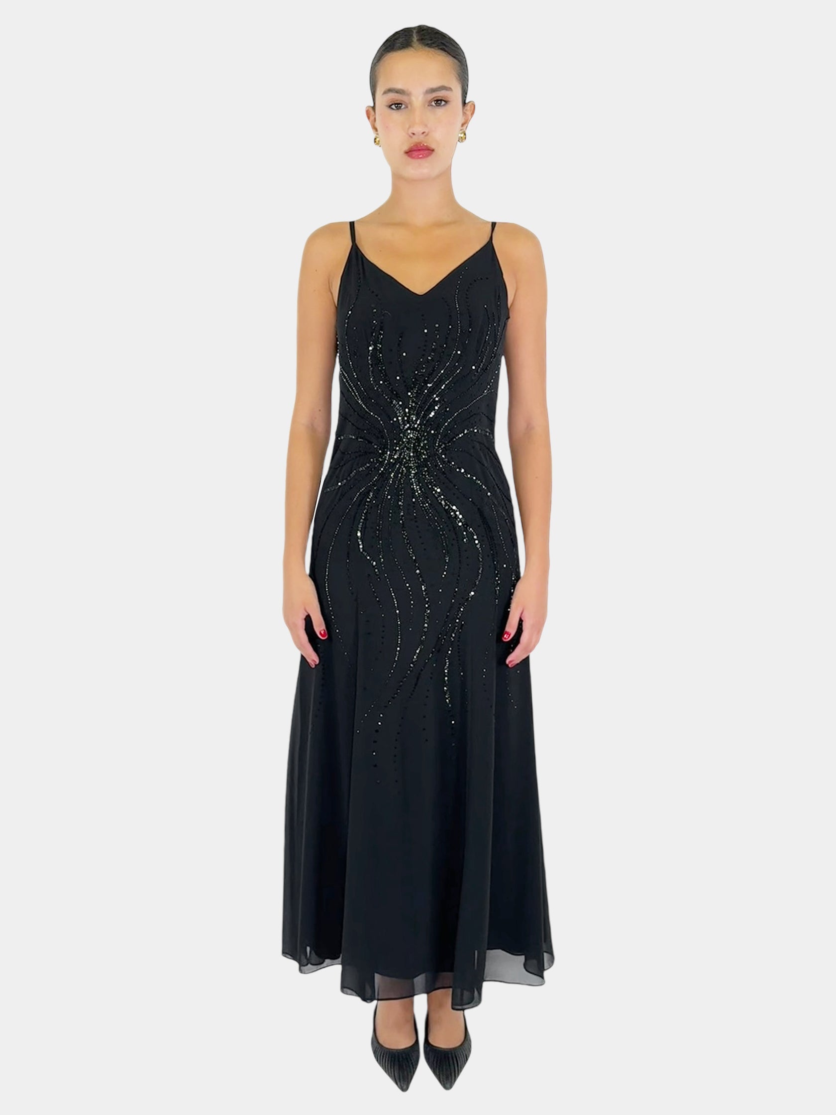 Sequin Embellished Maxi Dress - Size 10