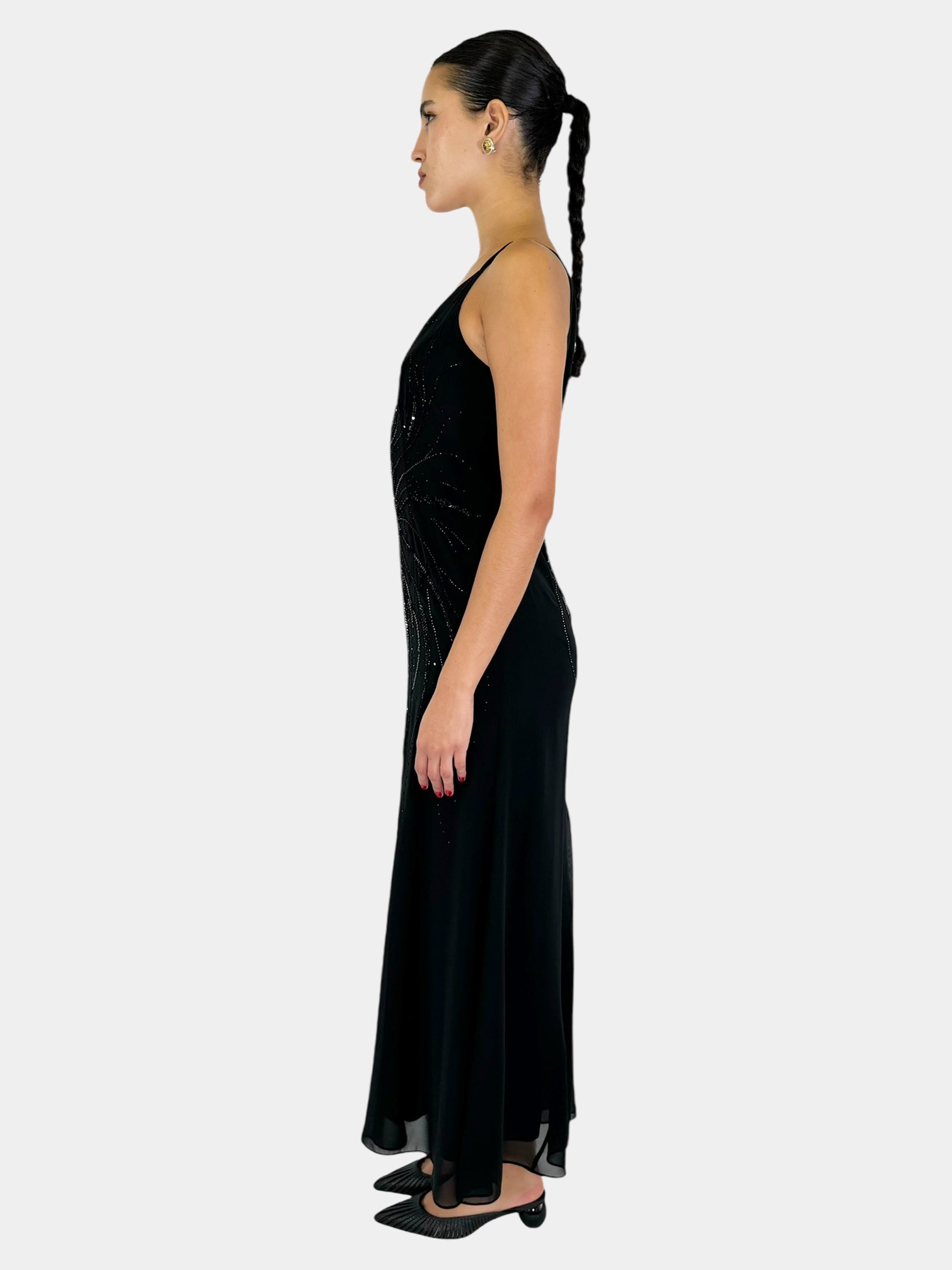 Sequin Embellished Maxi Dress - Size 10