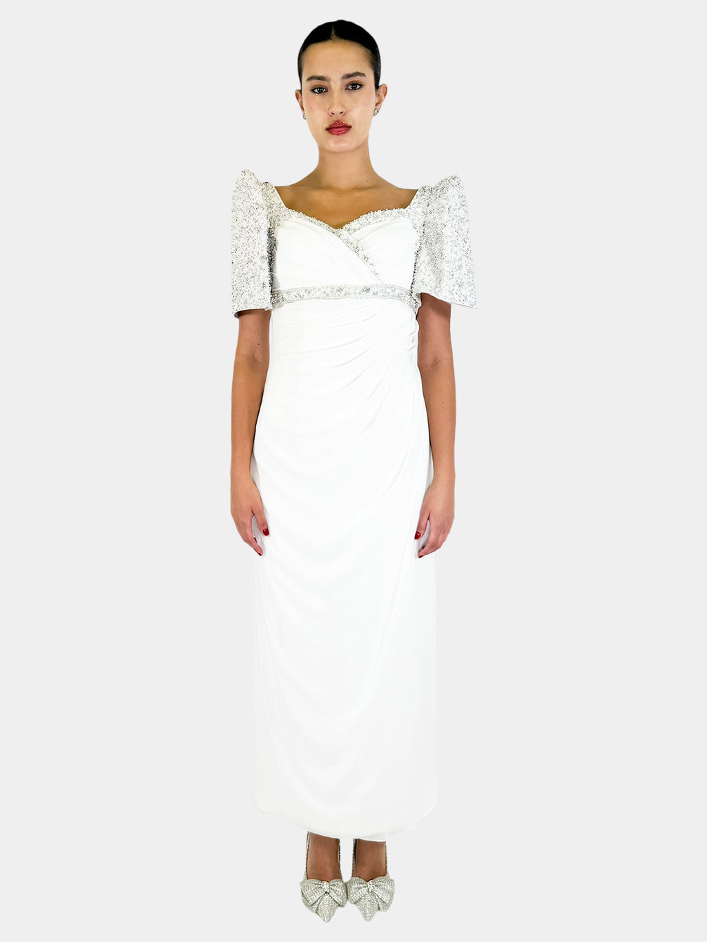 Beaded Oversized Sleeve Maxi Dress - Size 6/8