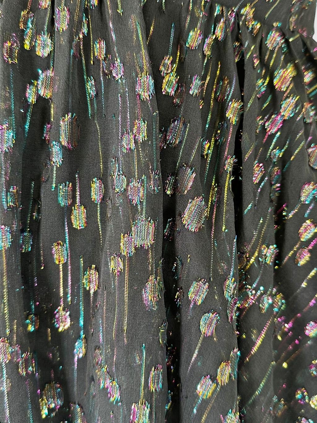 Metallic Circle Print Ruffled Maxi Dress - Size 8