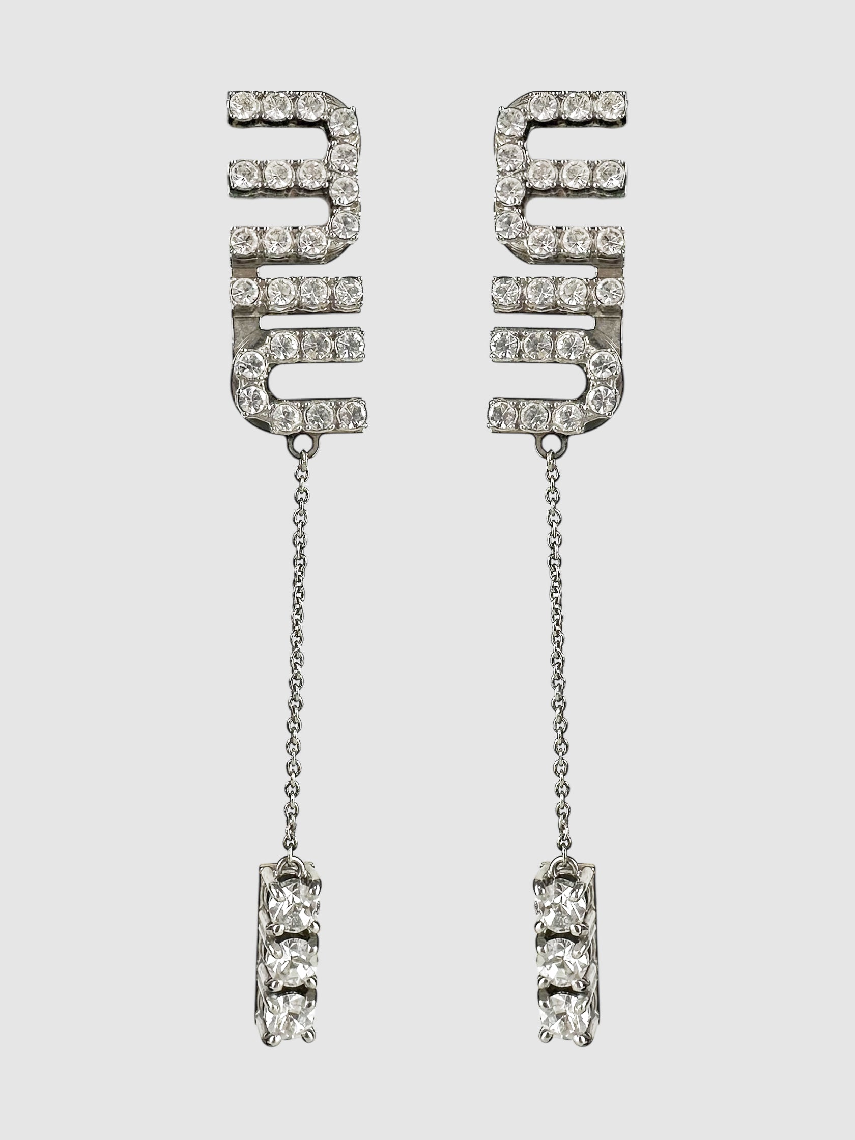 Logo Crystal Drop Earrings