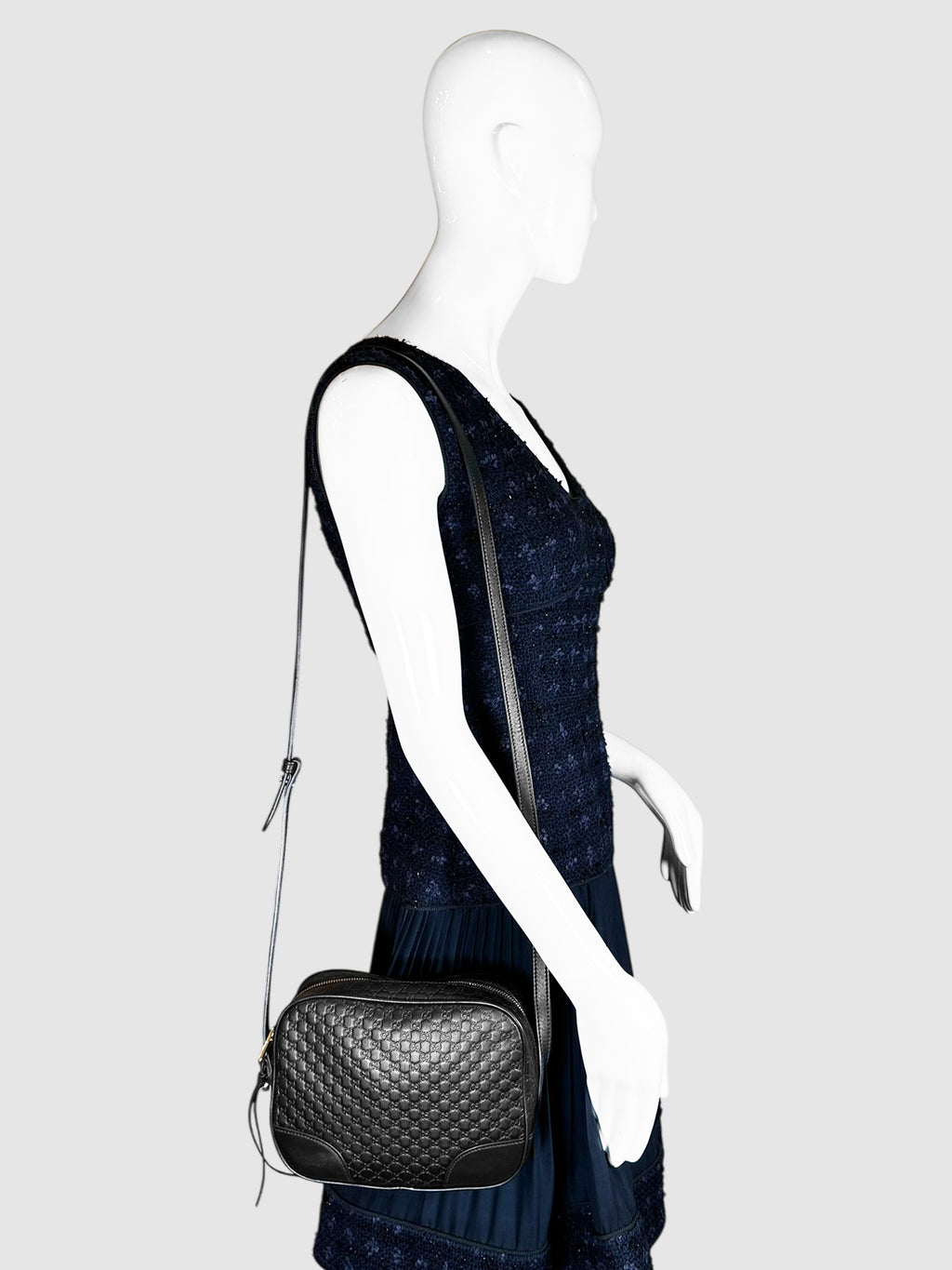 Gucci Black Leather Micro Guccissima Mini Bree Messenger Bag Luxury Designer Resale Consignment Secondhand Toronto