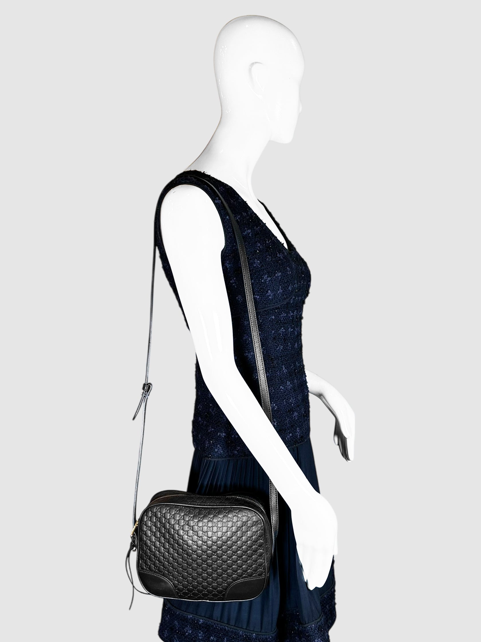 Gucci Black Leather Micro Guccissima Mini Bree Messenger Bag Luxury Designer Resale Consignment Secondhand Toronto