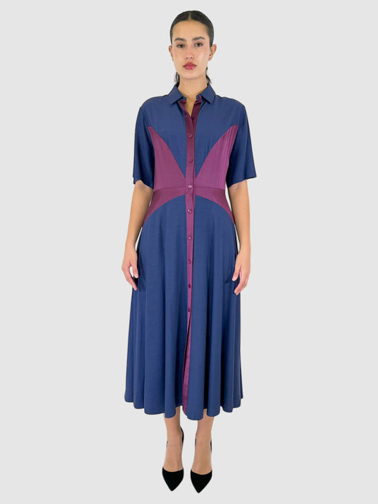 Button-Up Collared Midi Dress - Size 8