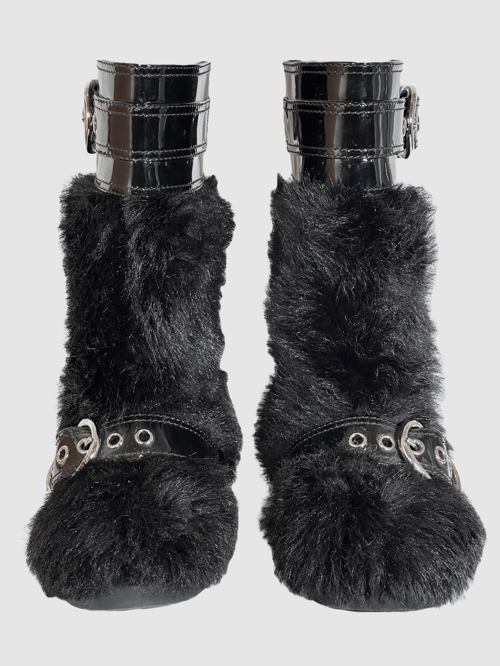 Leather Trim Faux Fur Snow Boots - Size 38