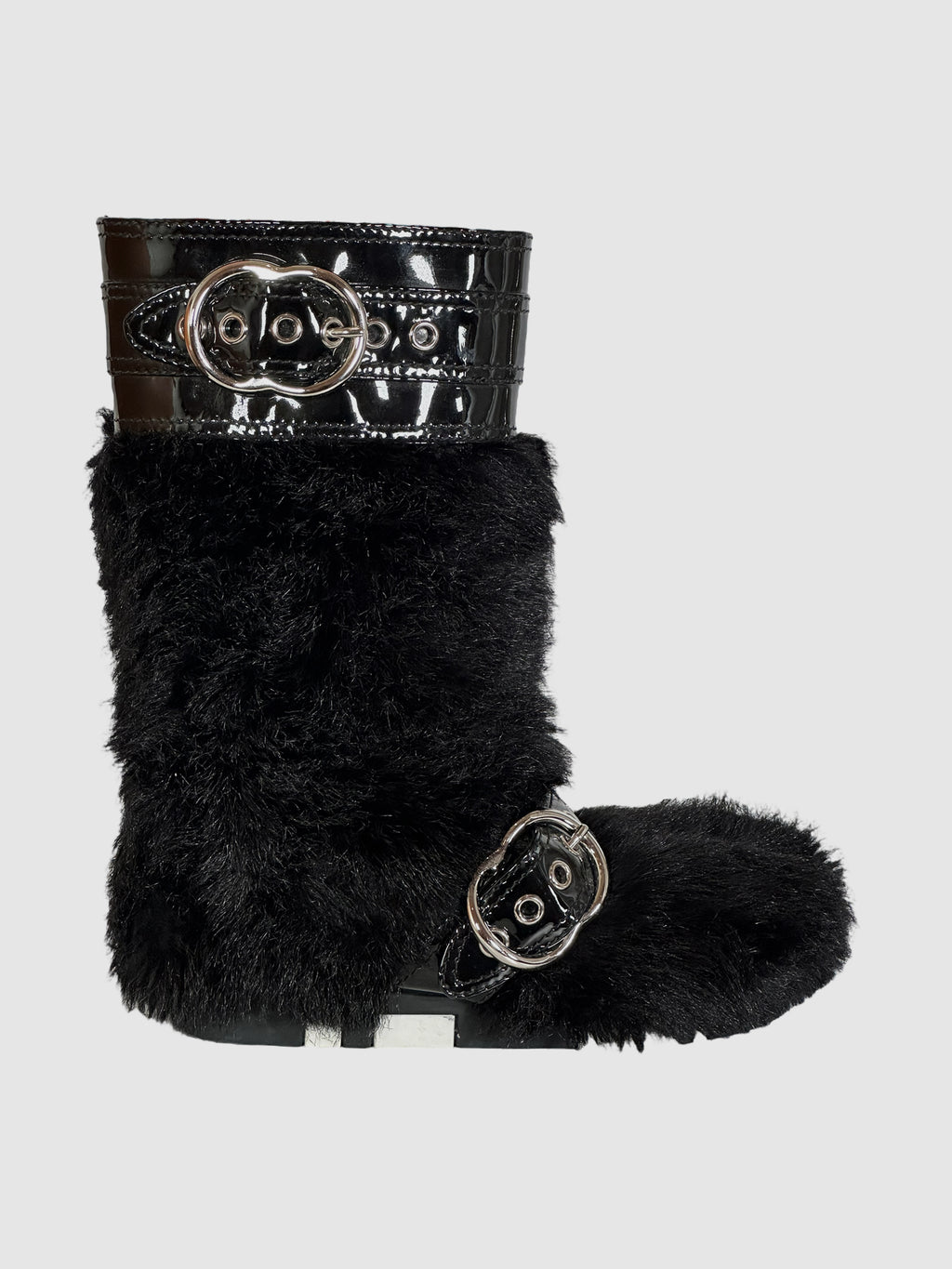 Leather Trim Faux Fur Snow Boots - Size 38