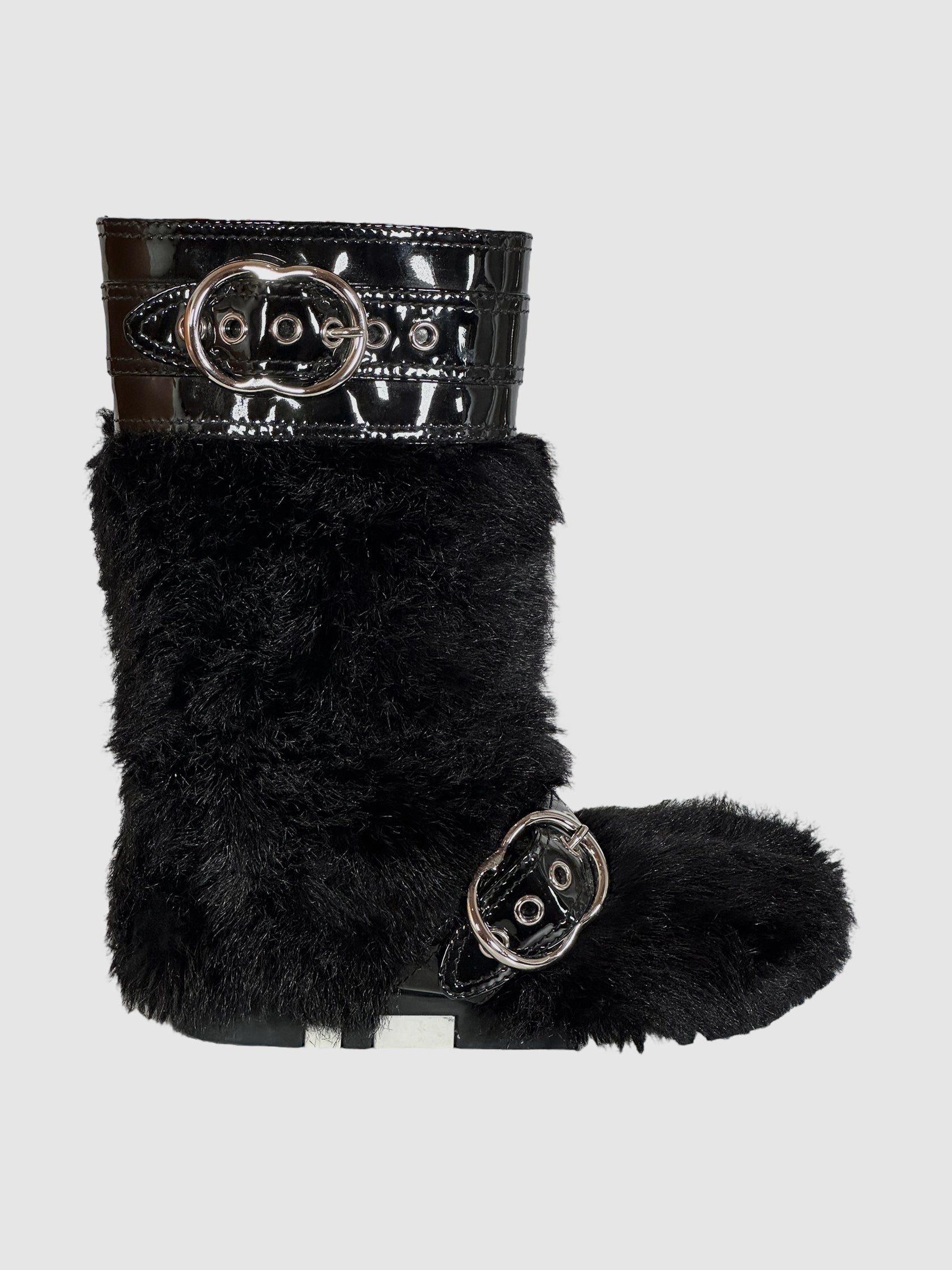 Leather Trim Faux Fur Snow Boots - Size 38