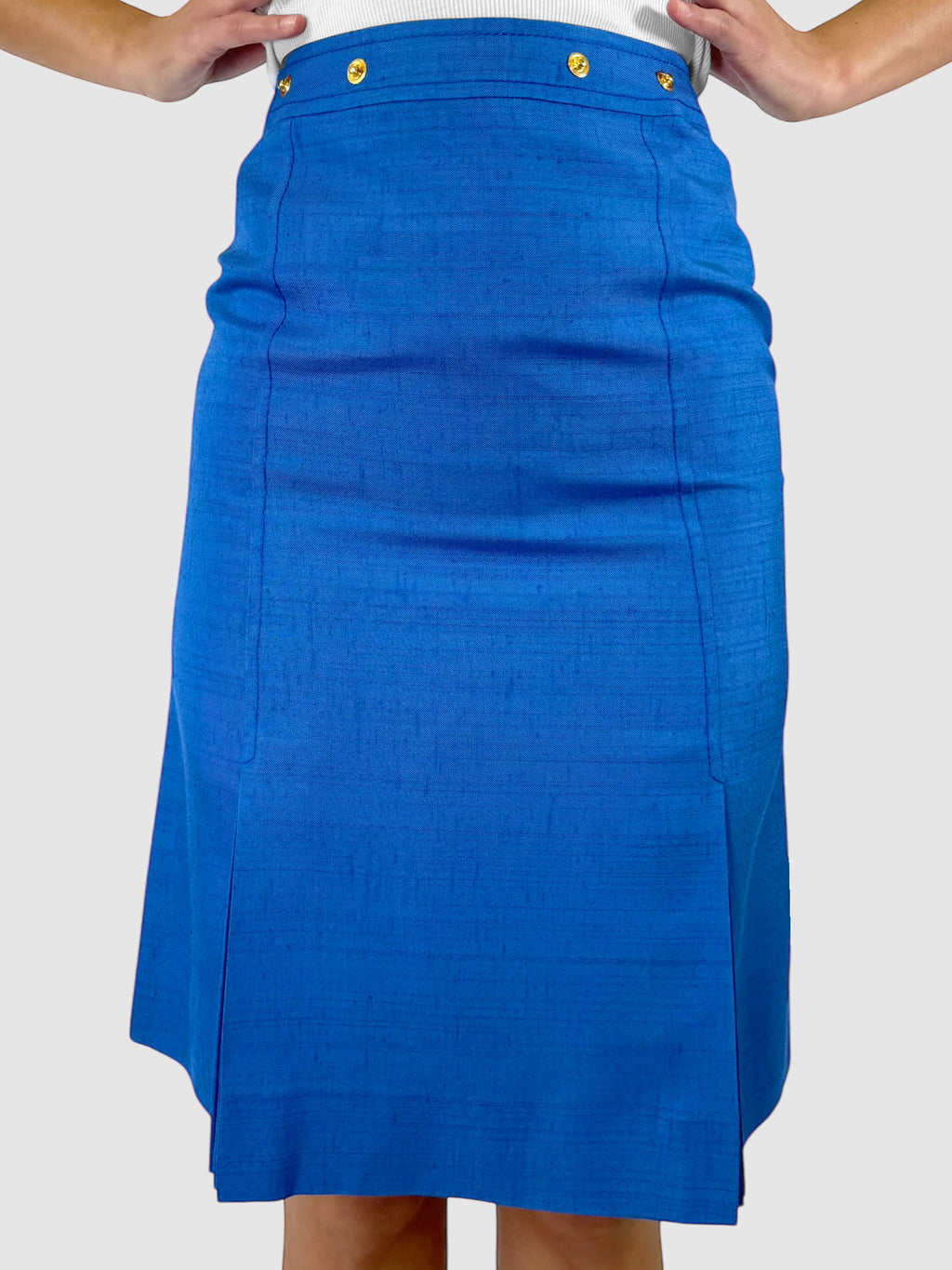 Dual Front Pleat Midi Skirt - Size 44