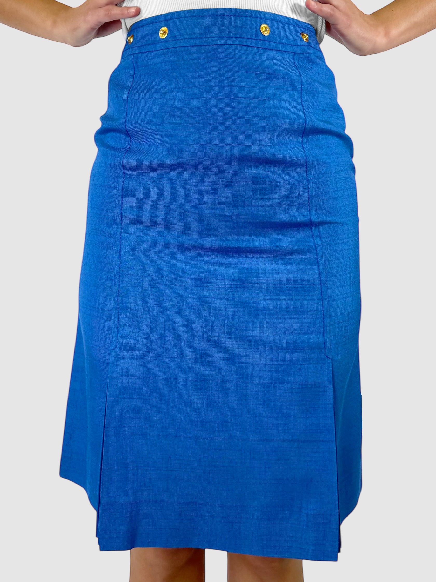 Dual Front Pleat Midi Skirt - Size 44
