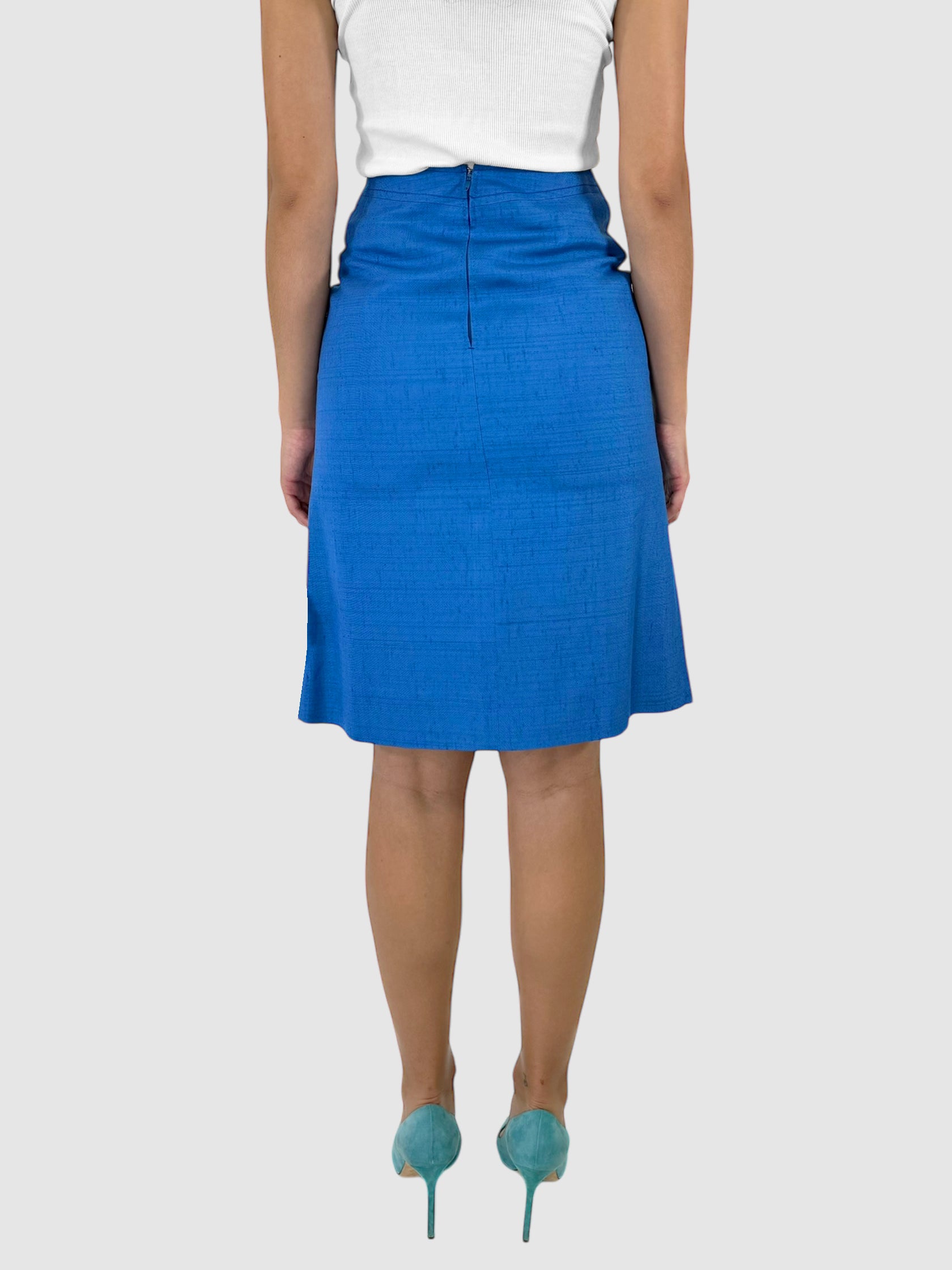 Dual Front Pleat Midi Skirt - Size 44