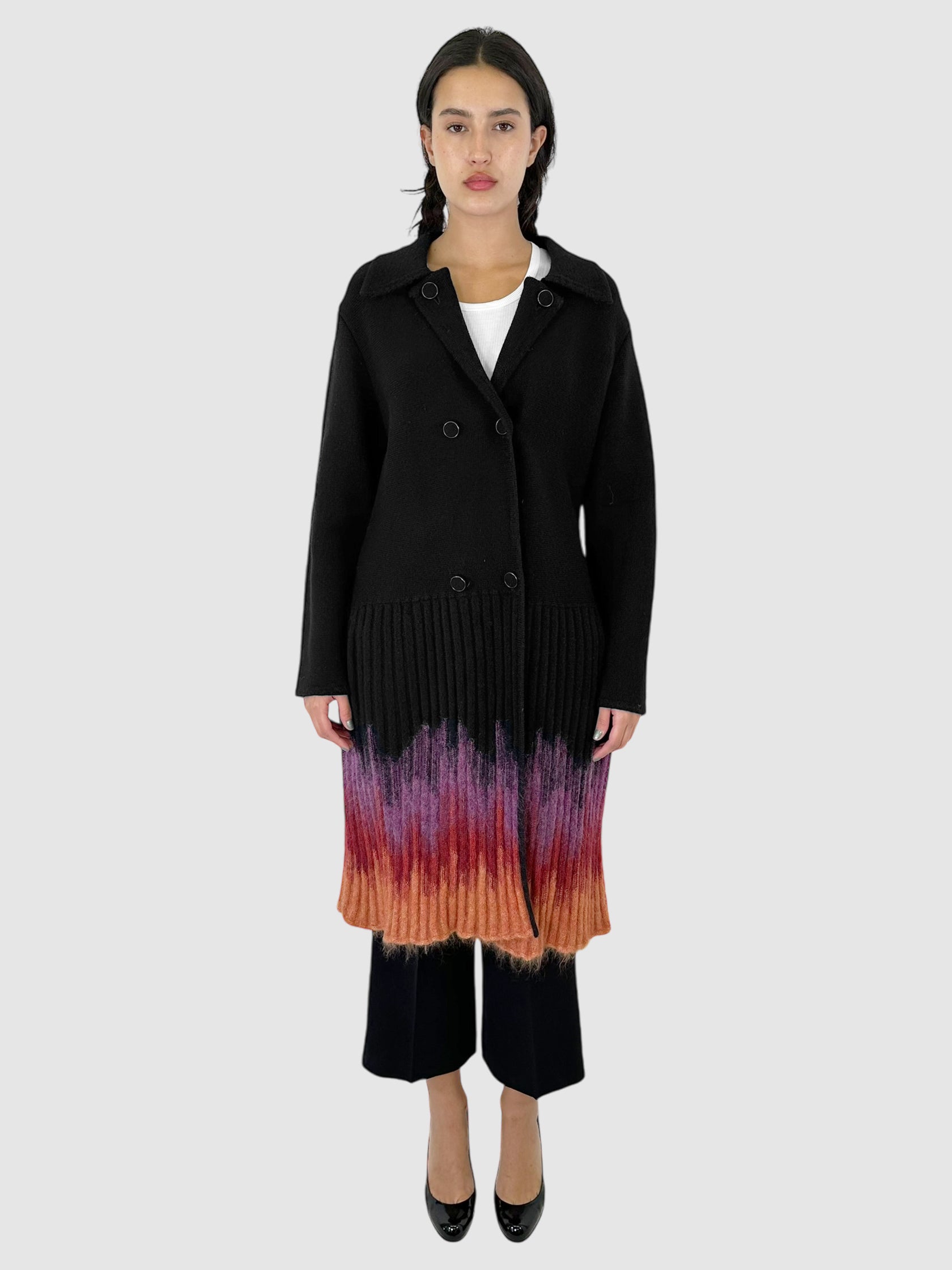 Gradient Wool Double-Breasted Coat - Size 12