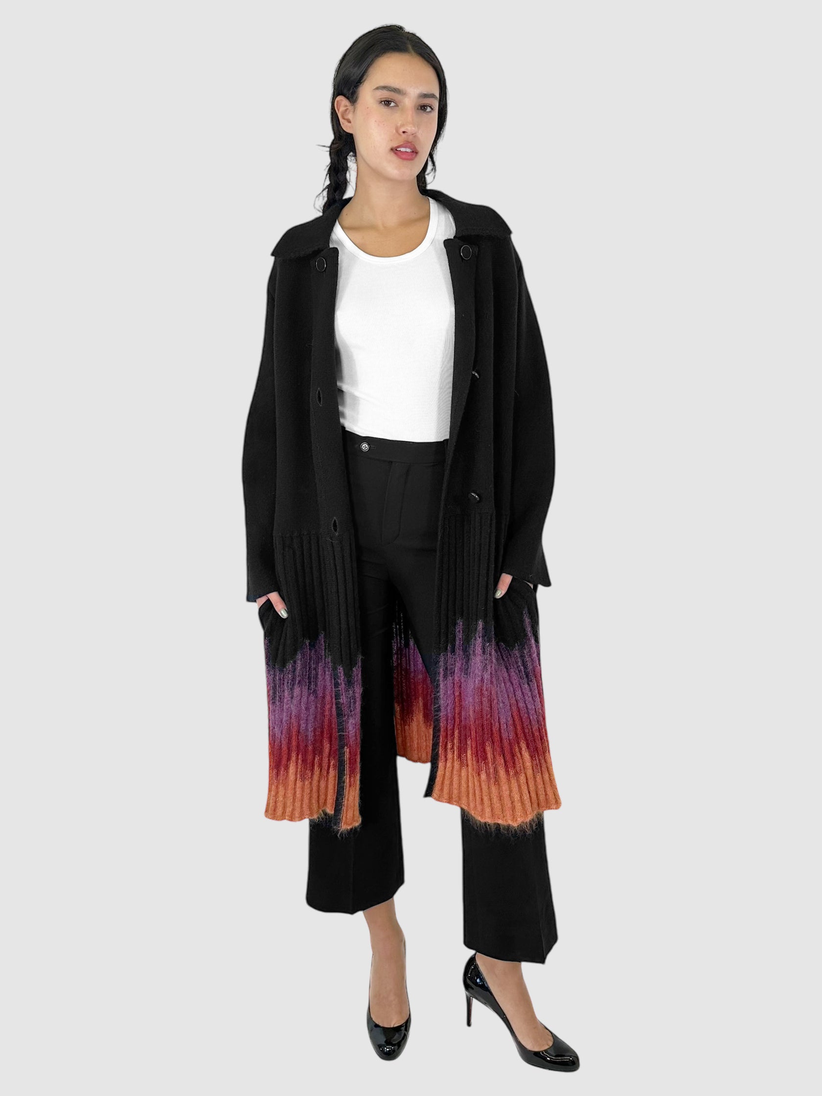 Gradient Wool Double-Breasted Coat - Size 12