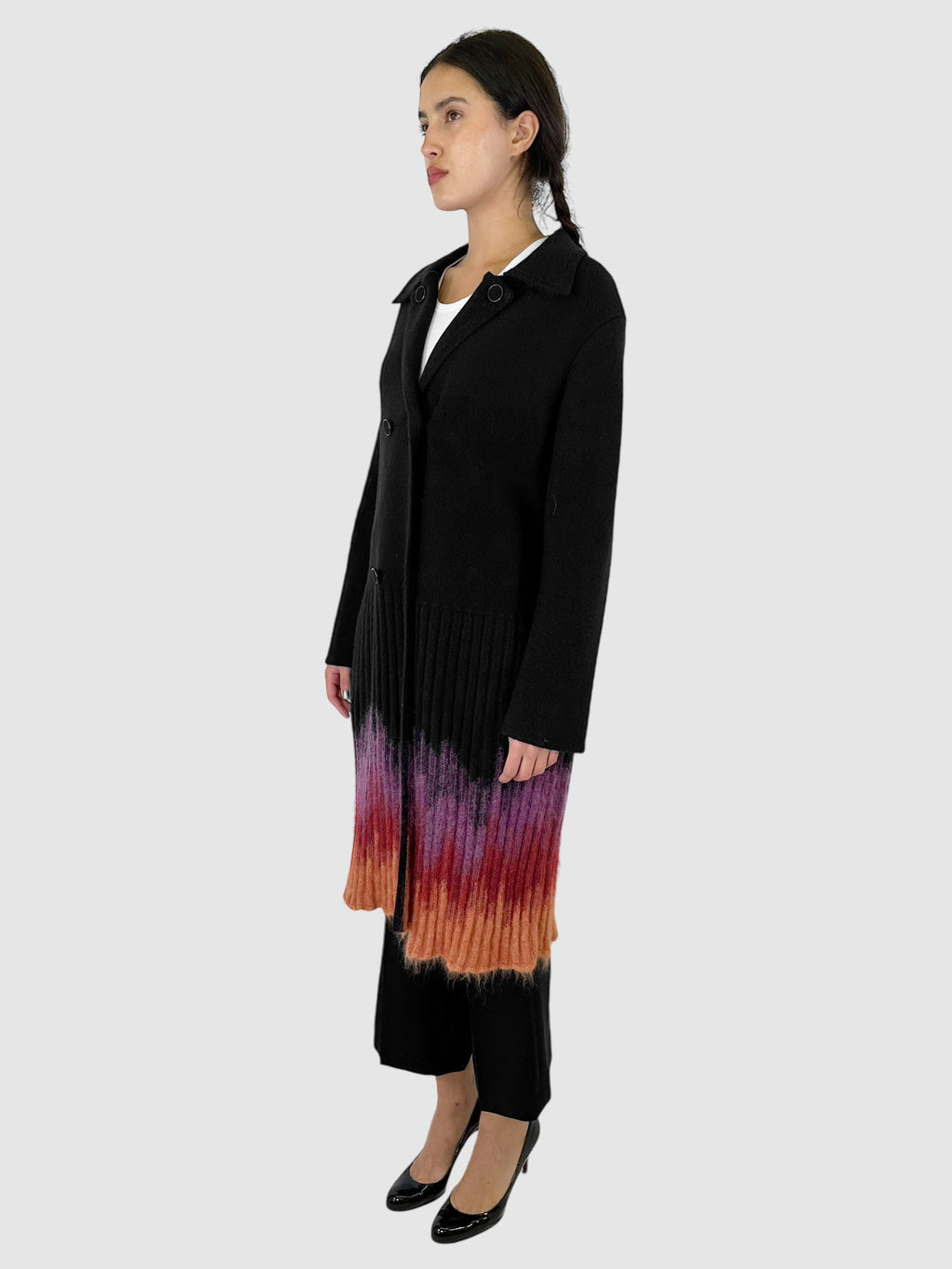 Gradient Wool Double-Breasted Coat - Size 12