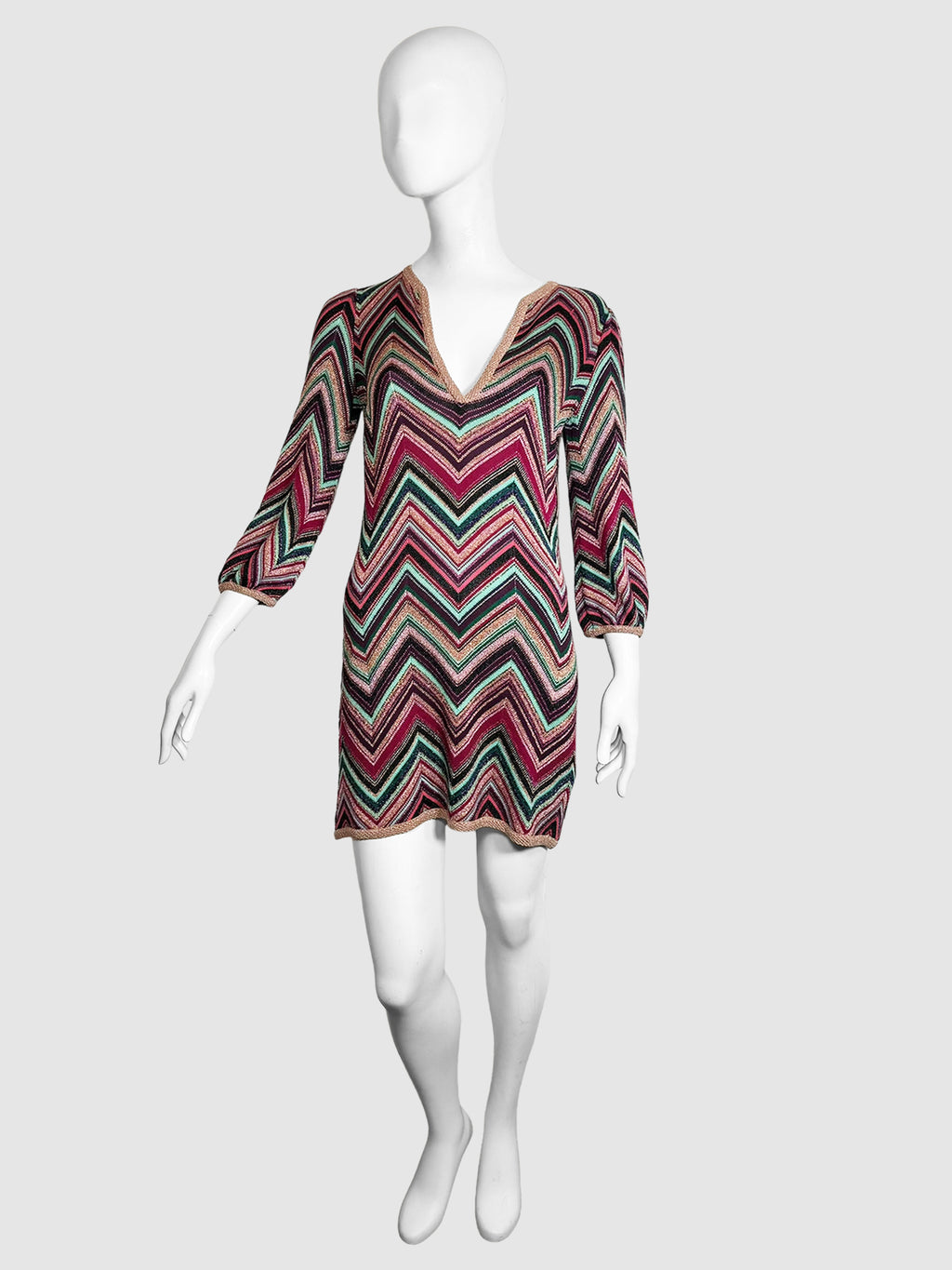 Metallic Crochet Knit Mini Dress - Size M/L