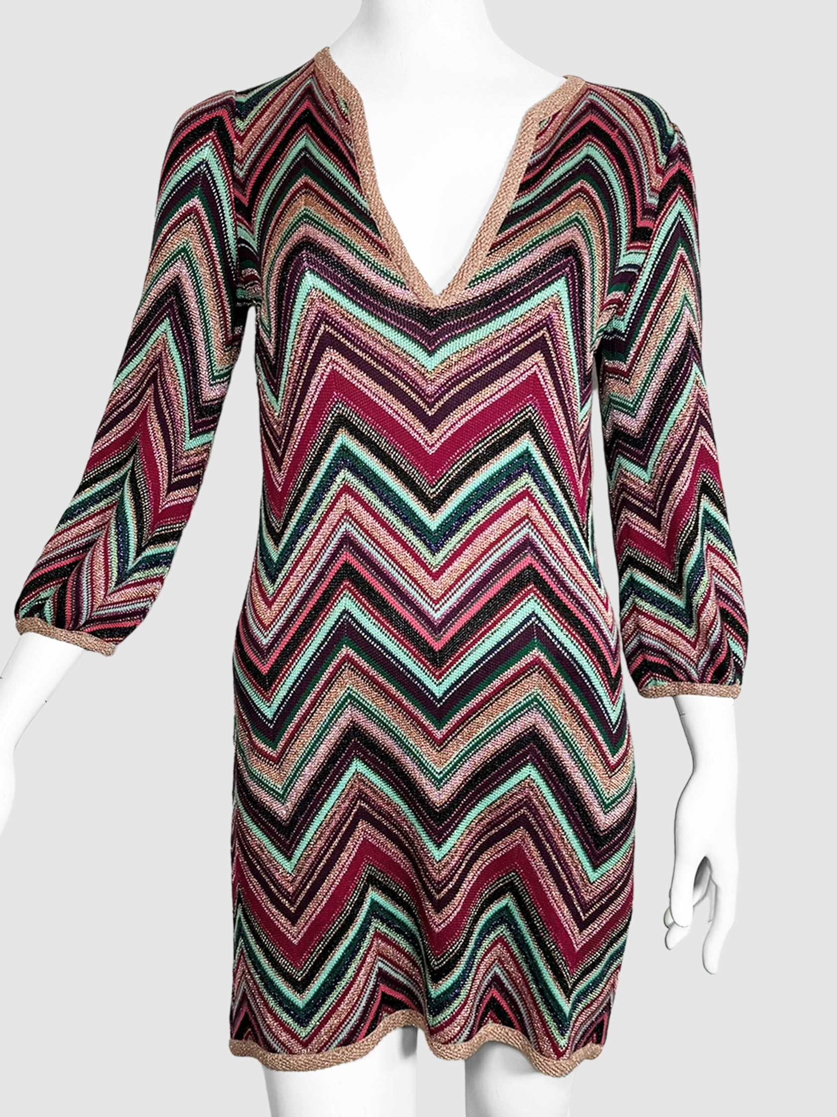 Metallic Crochet Knit Mini Dress - Size M/L