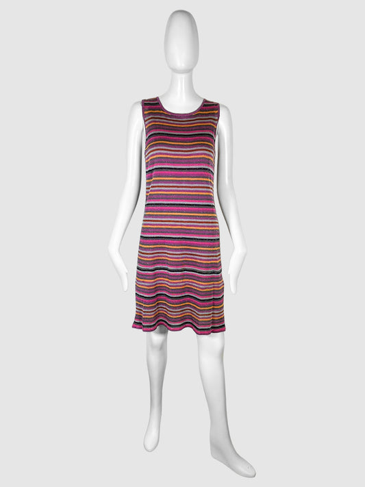 Striped Sleeveless Mini Dress - Size M