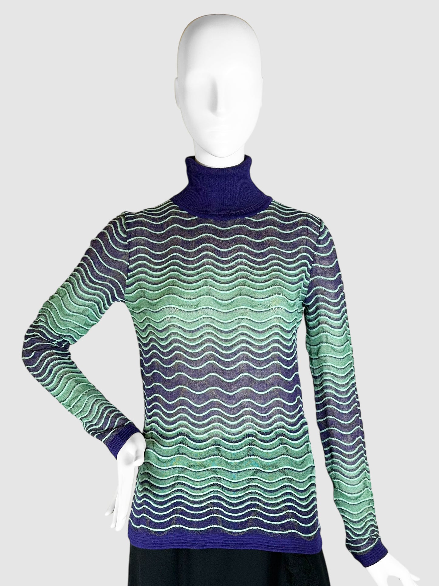 Wavy Sheer Turtleneck - Size M