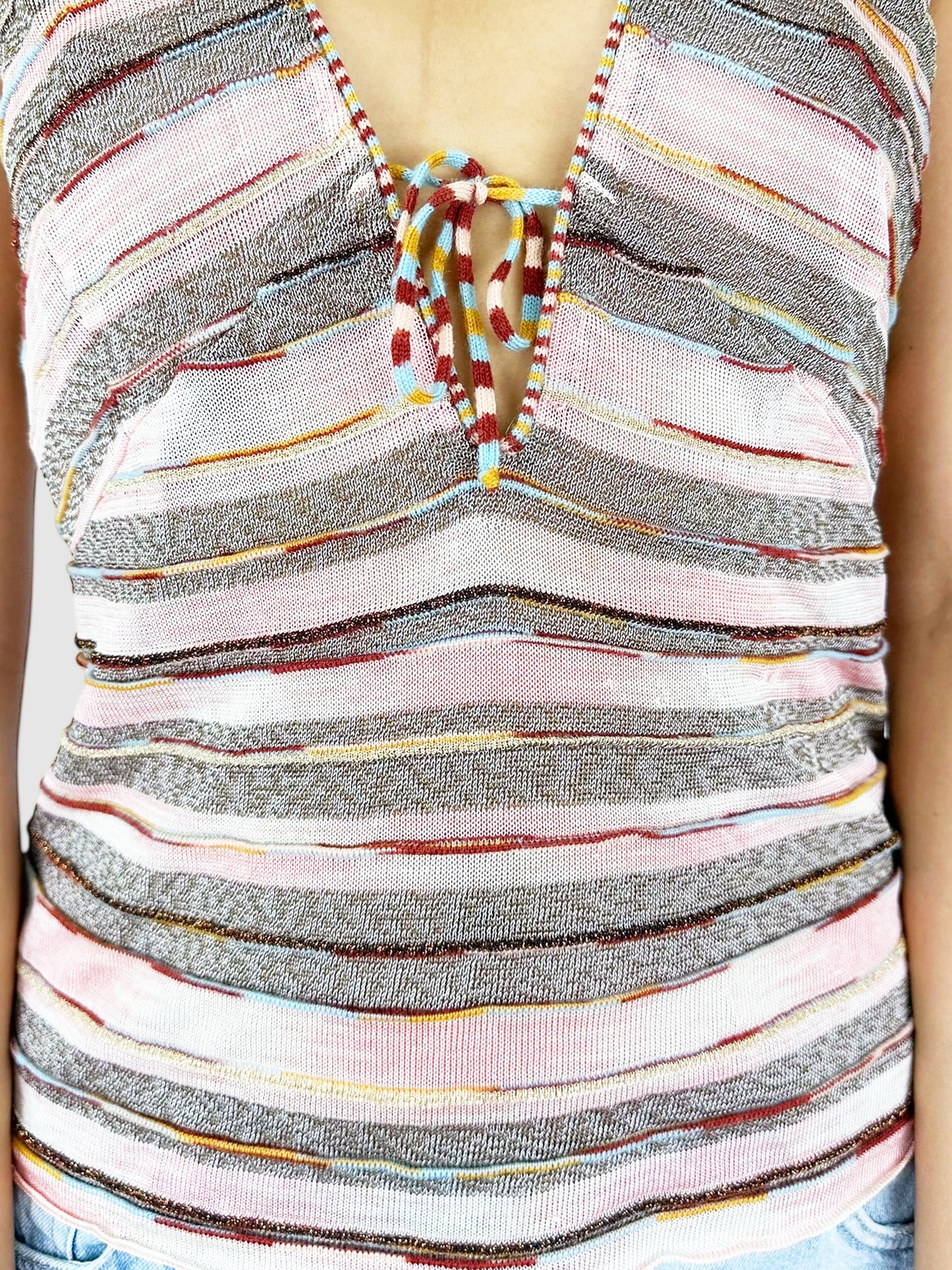 Striped Deep-Cut Top