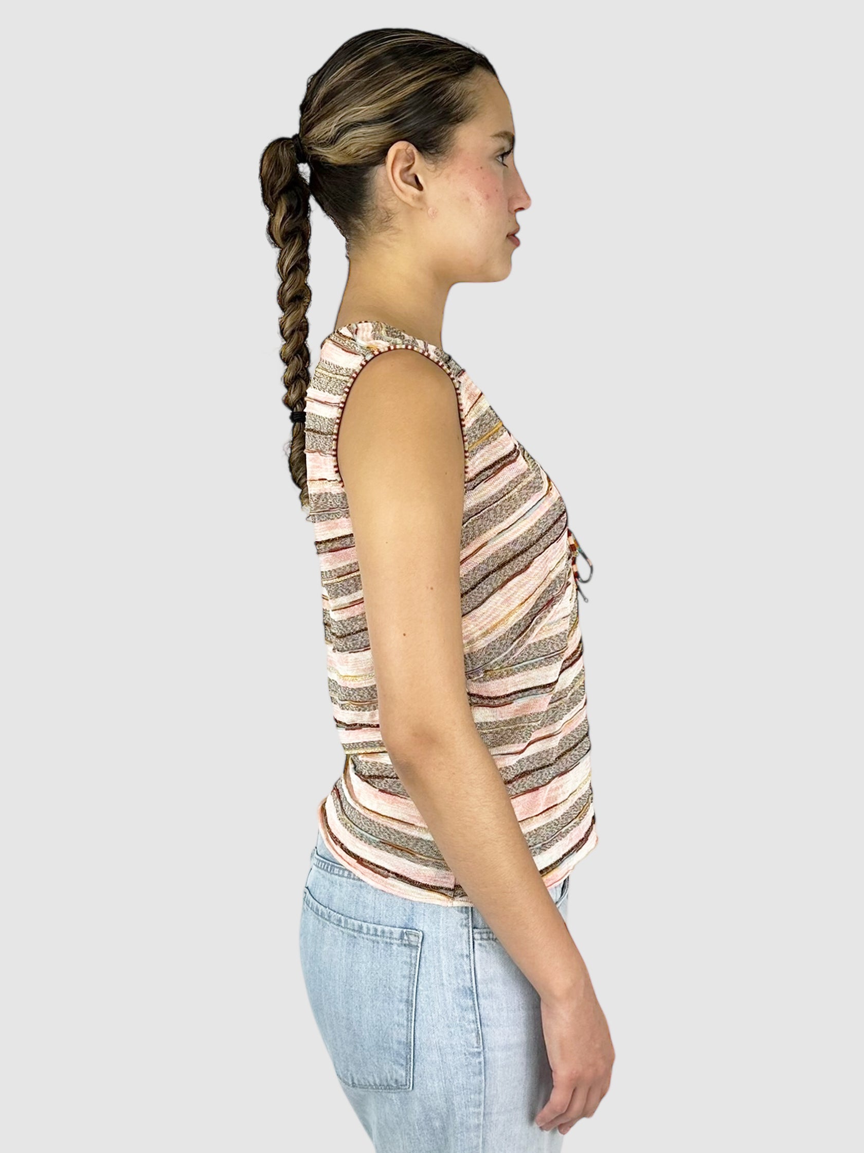 Striped Deep-Cut Top