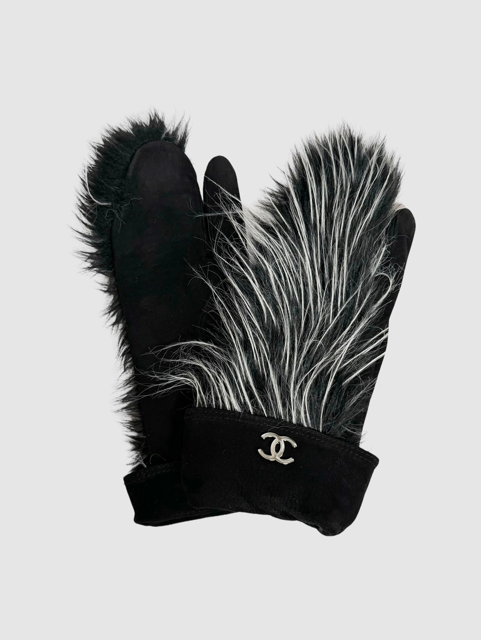 Suede Fur Gloves - Size 6