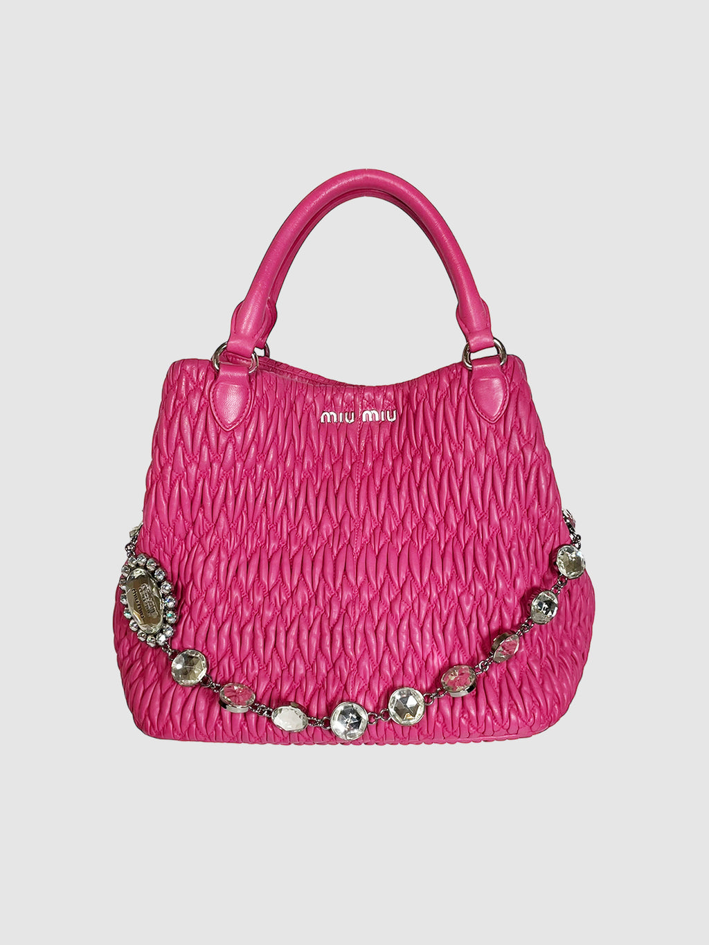 Matelassé Nappa Leather Crystal Satchel