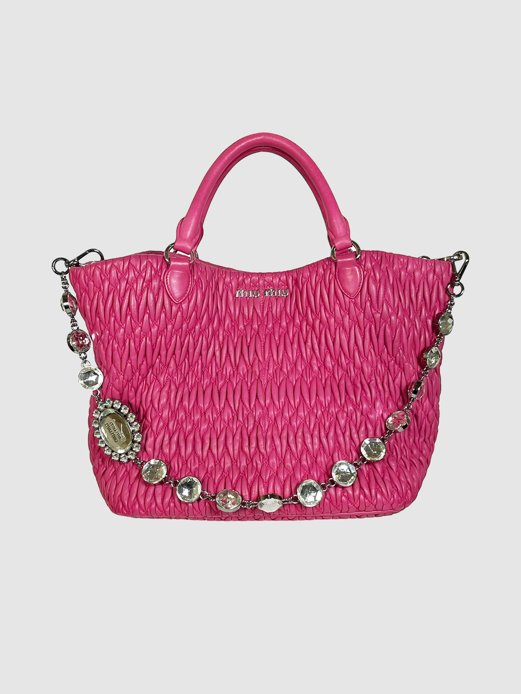 Matelassé Nappa Leather Crystal Satchel