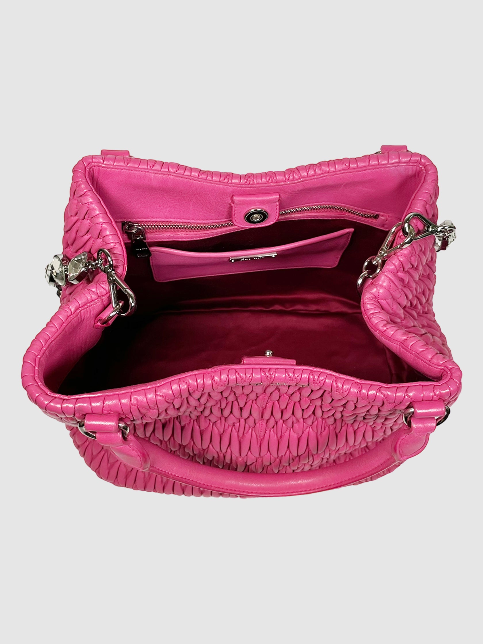 Matelassé Nappa Leather Crystal Satchel