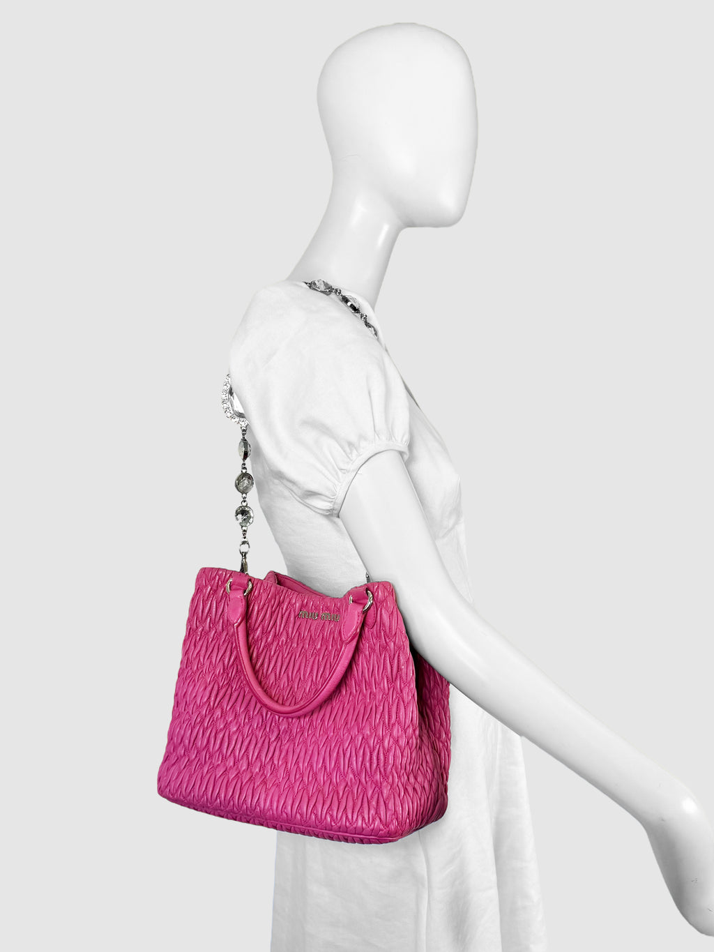 Matelassé Nappa Leather Crystal Satchel