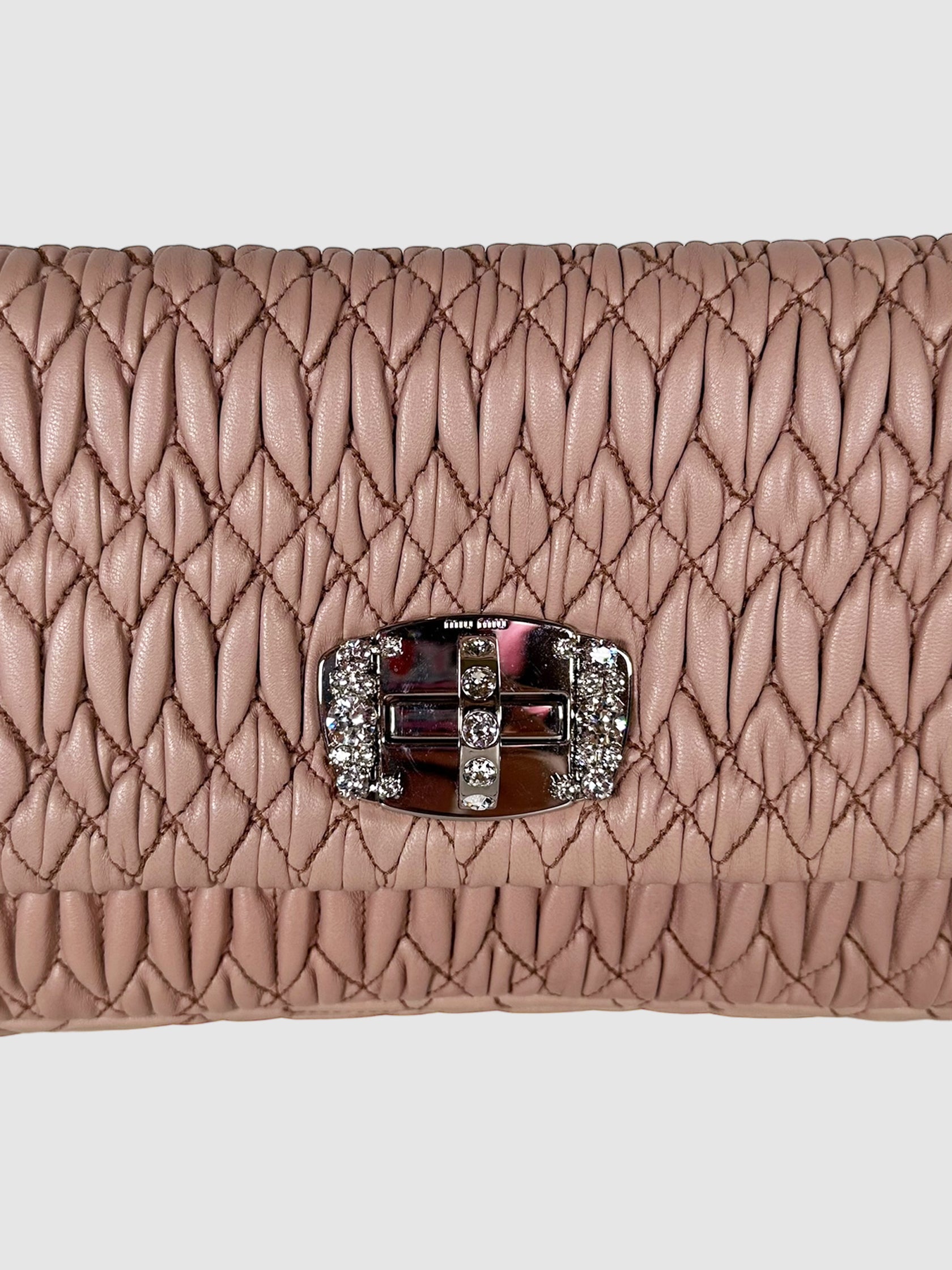 Matelassé Crystal Flap Shoulder Bag