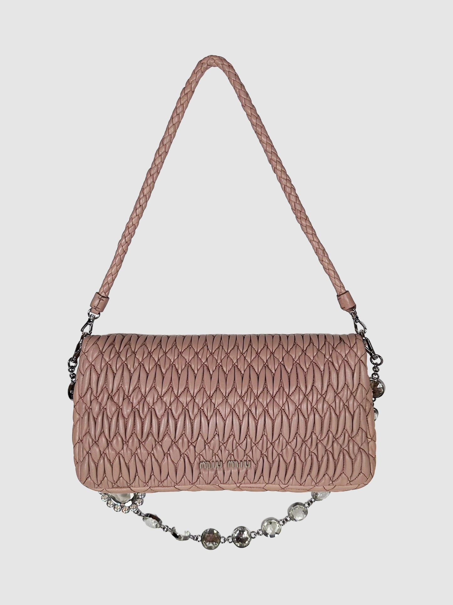 Matelassé Crystal Flap Shoulder Bag