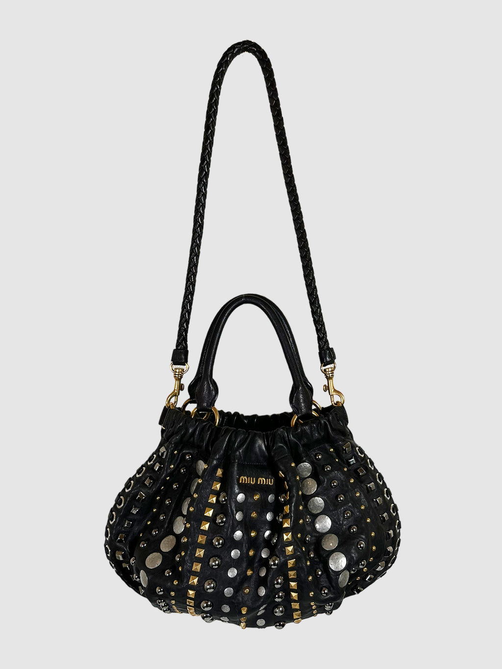 Miu Miu Studded Pleated Handle Bag