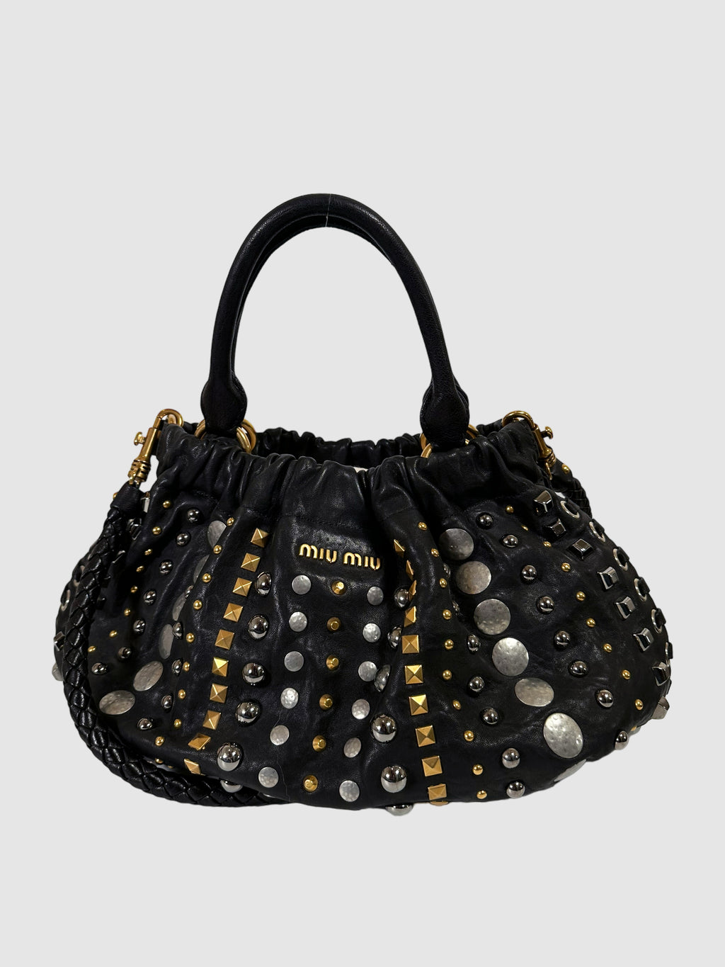 Miu Miu Studded Pleated Handle Bag