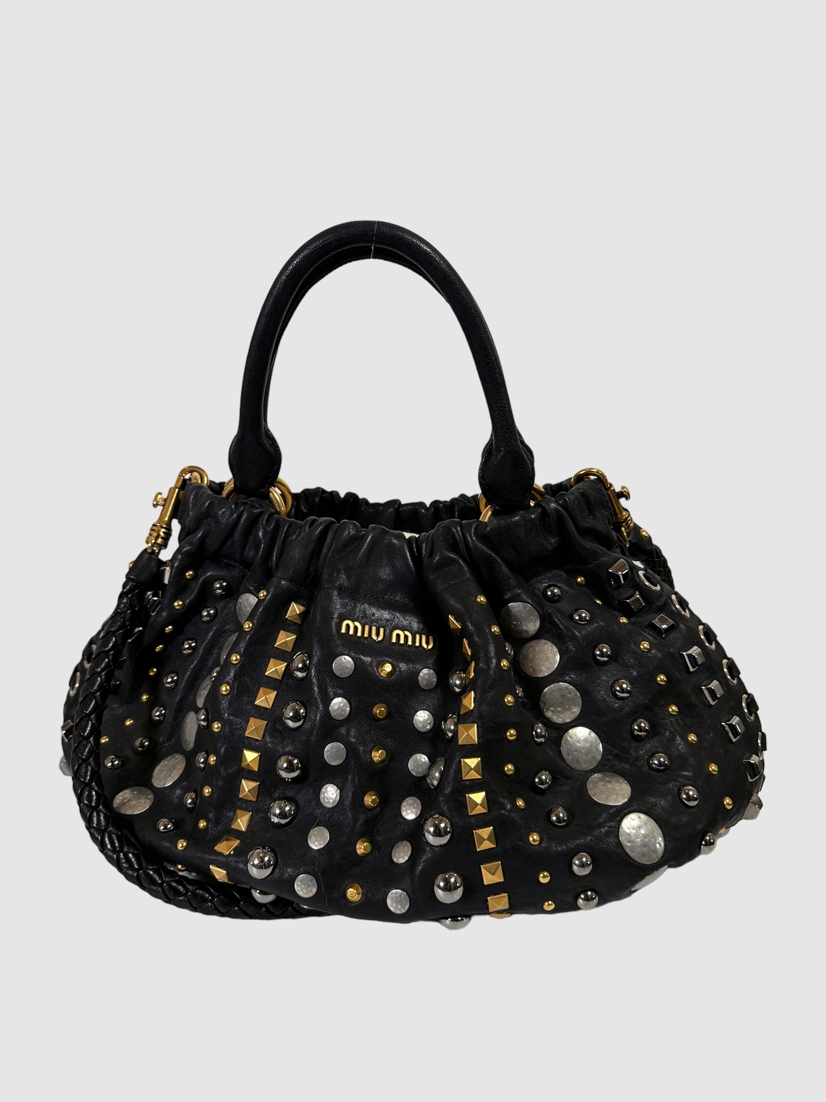 Miu Miu Studded Pleated Handle Bag