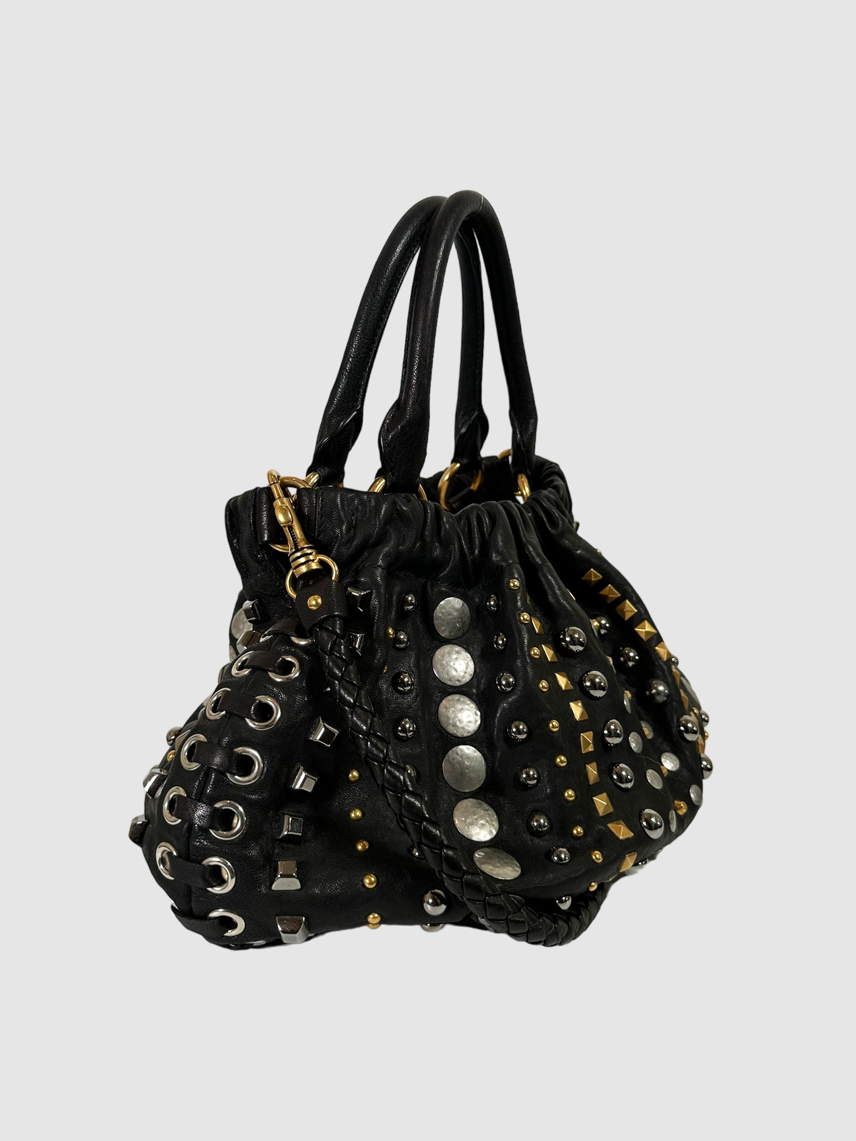 Miu Miu Studded Pleated Handle Bag