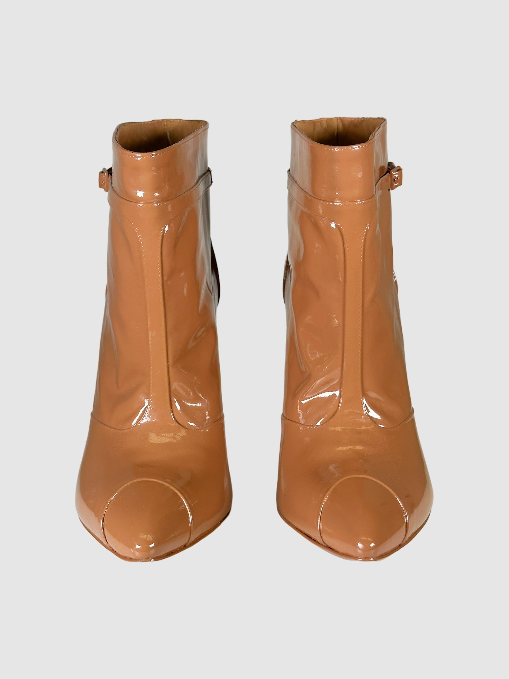 Patent Leather Ankle Boots - Size 37