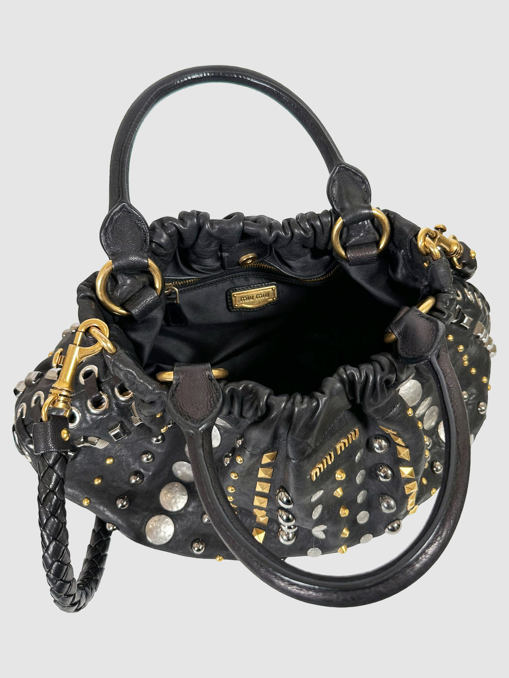 Miu Miu Studded Pleated Handle Bag