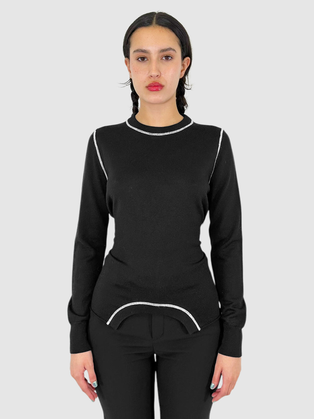 Knit Contrast Stitch Sweater - Size S