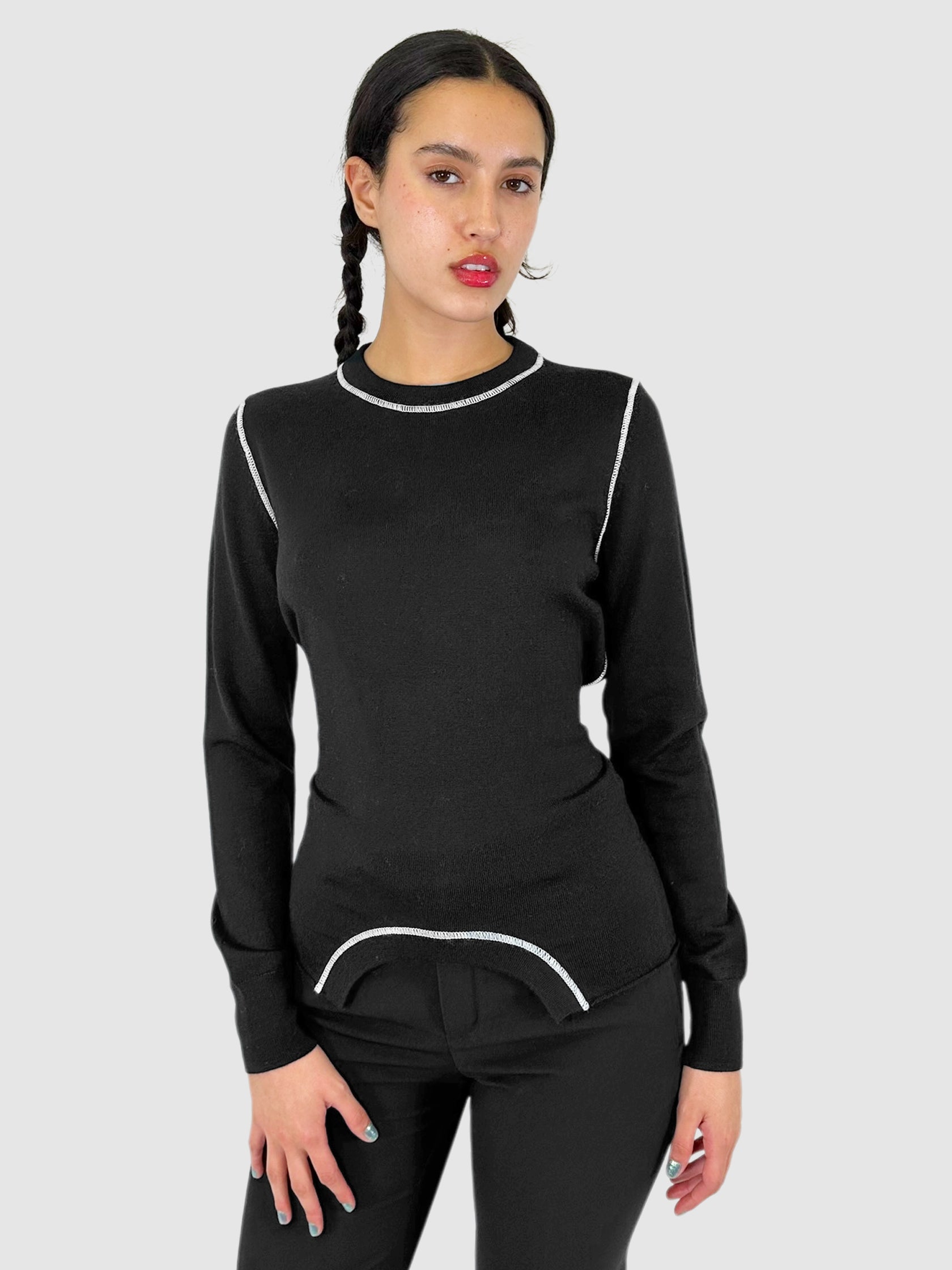 Knit Contrast Stitch Sweater - Size S