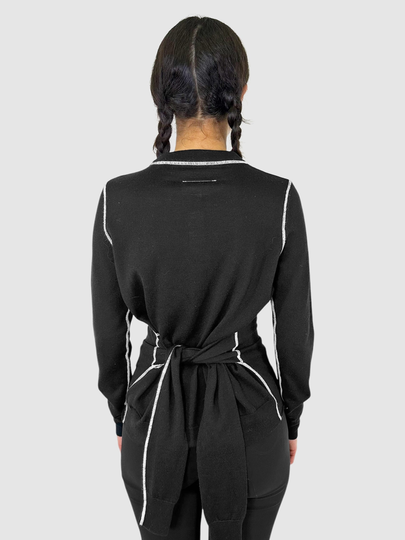 Knit Contrast Stitch Sweater - Size S