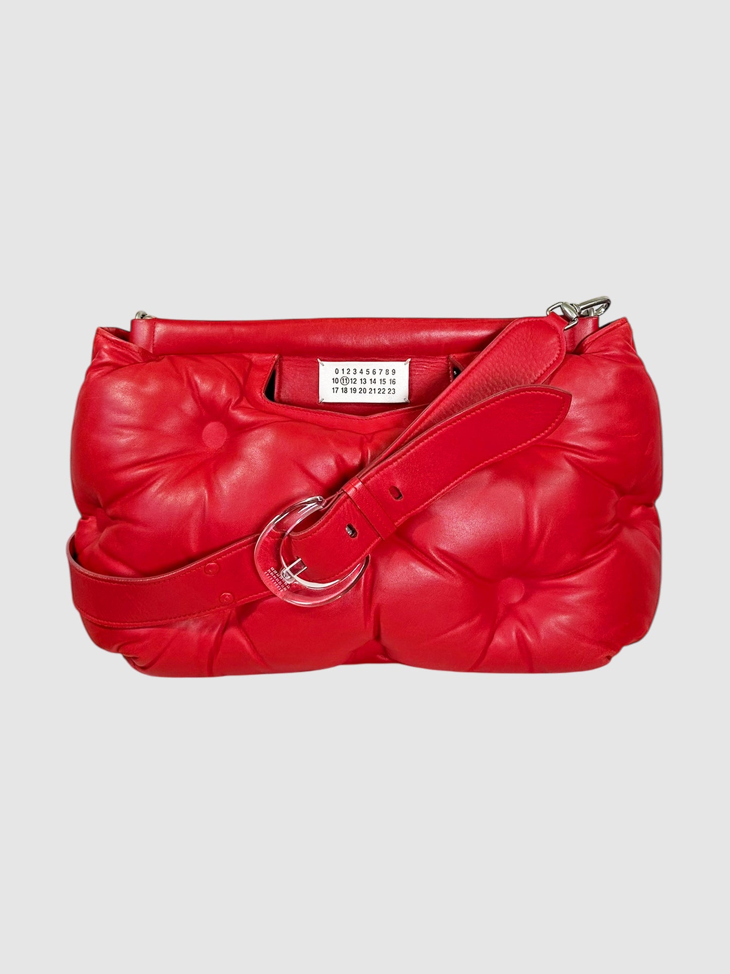 Maison Margiela Red Leather Glam Slam Pillow Crossbody Bag Puffer Luxury Designer Resale Consignment Toronto Trendy