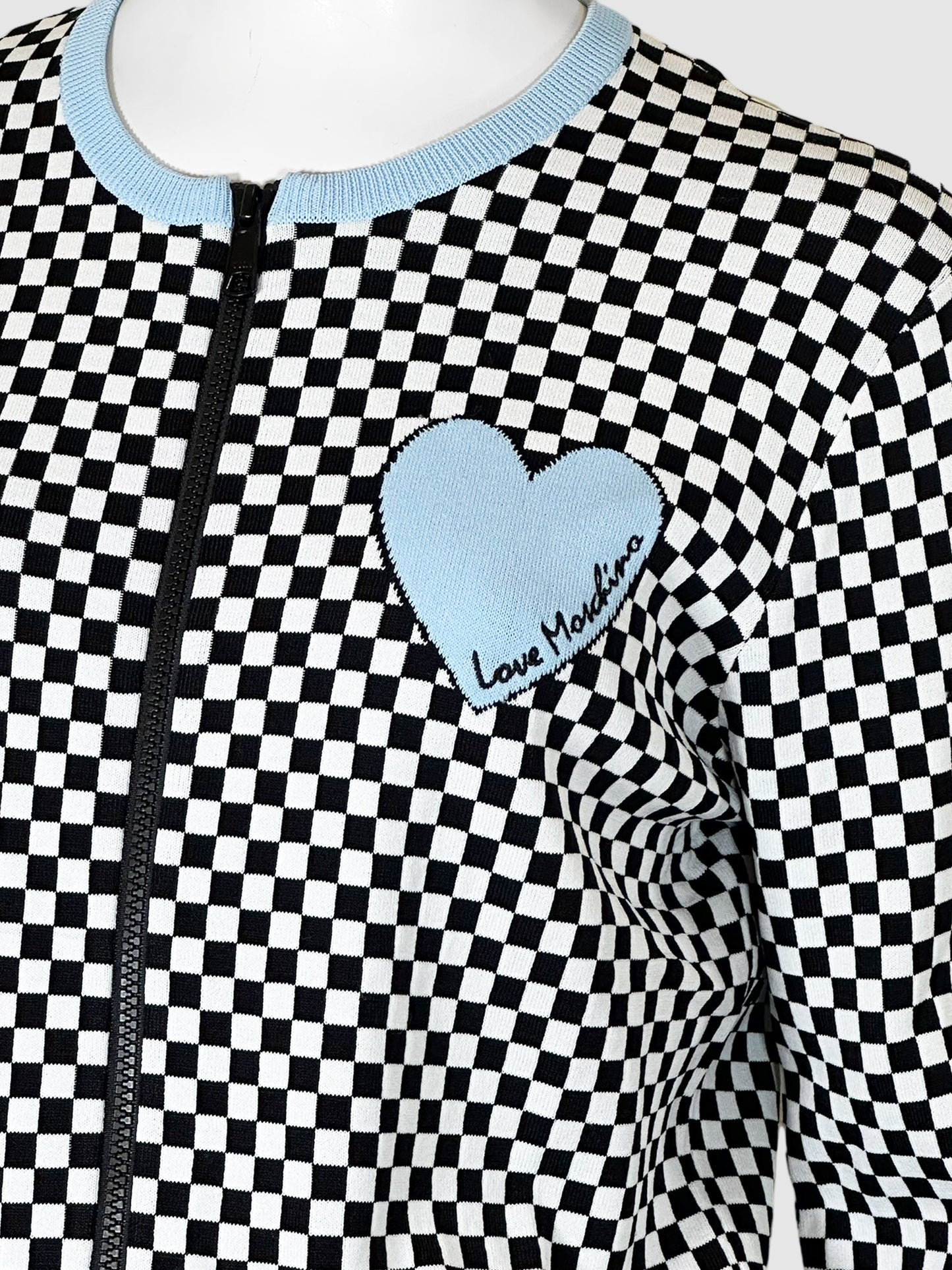 Love Moschino Checkered Zip-Up Cardigan - Size M