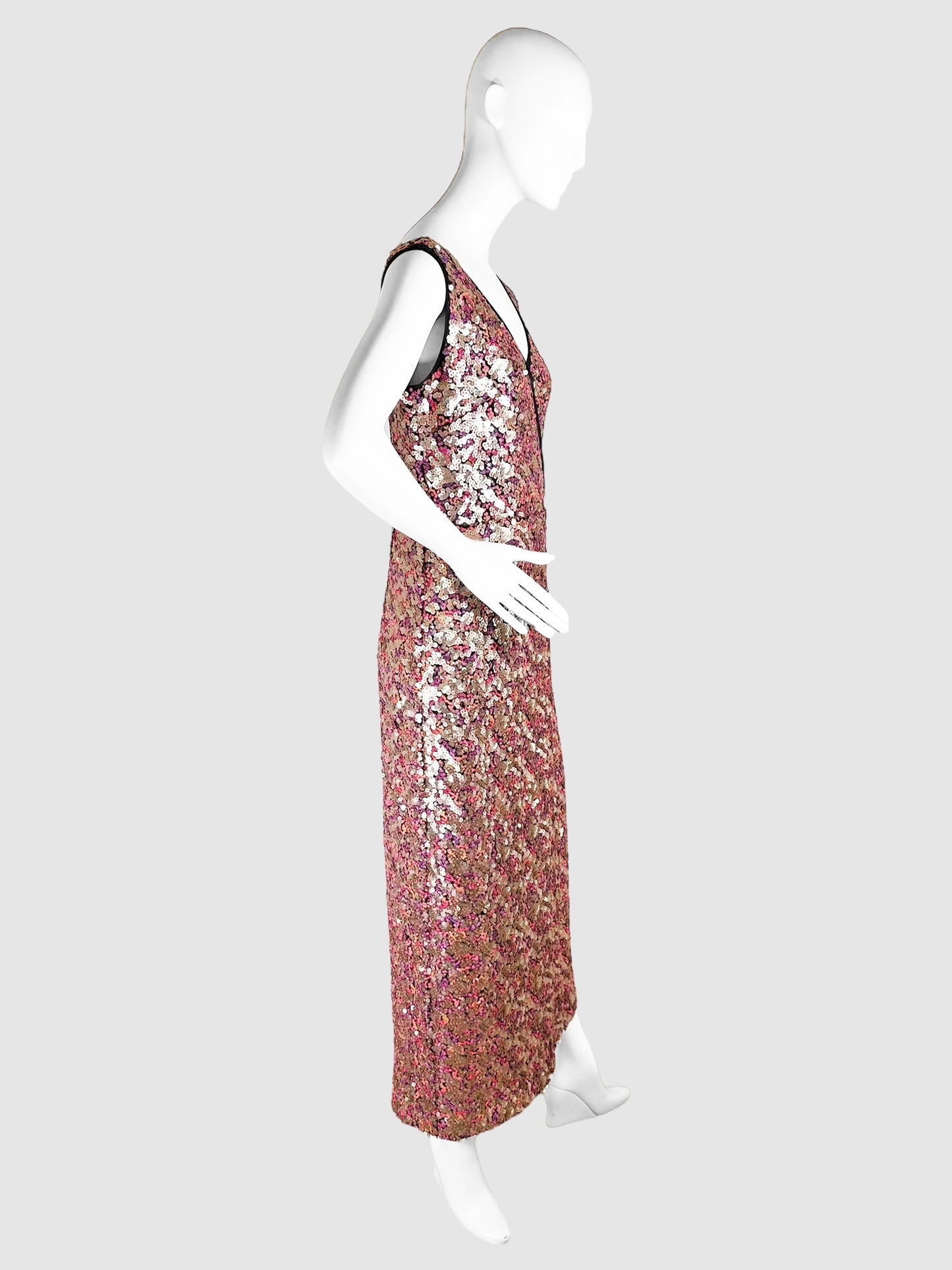 Sequinned V-Neck Maxi Dress - Size 12