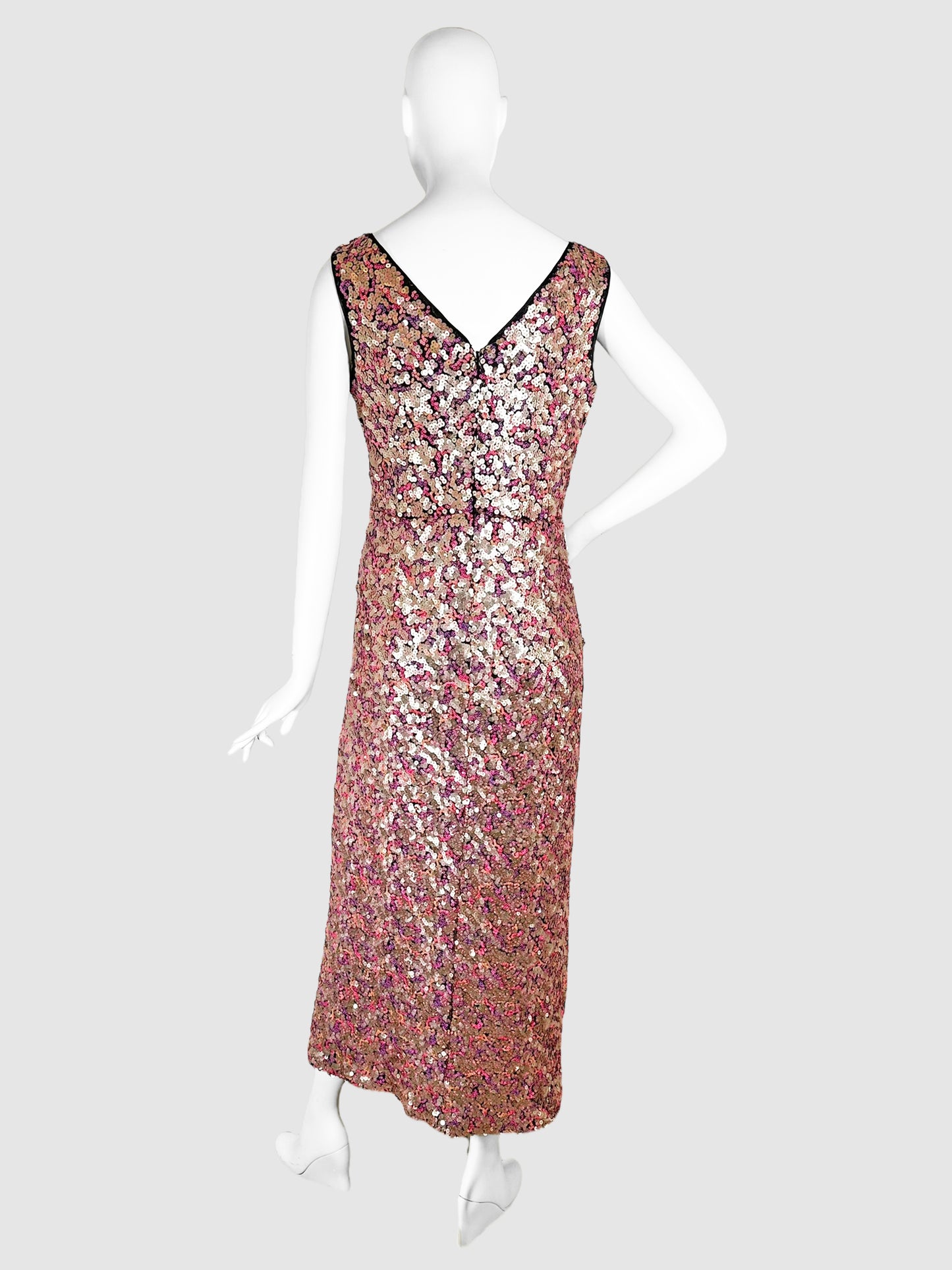 Sequinned V-Neck Maxi Dress - Size 12