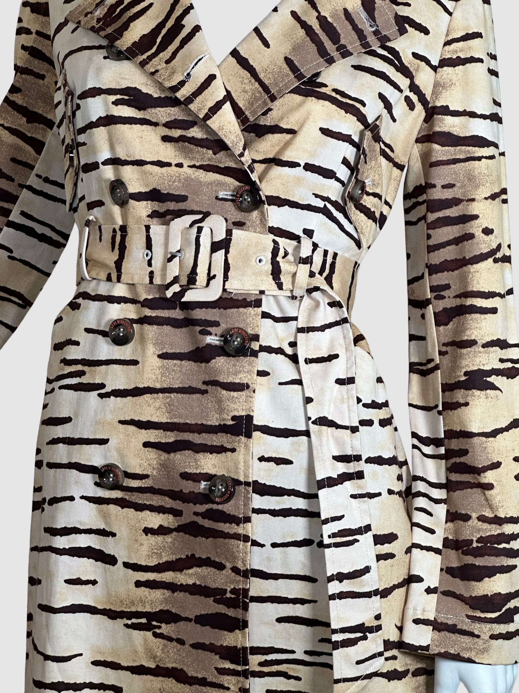Love Moschino Animal Print Trench Coat - Size 4